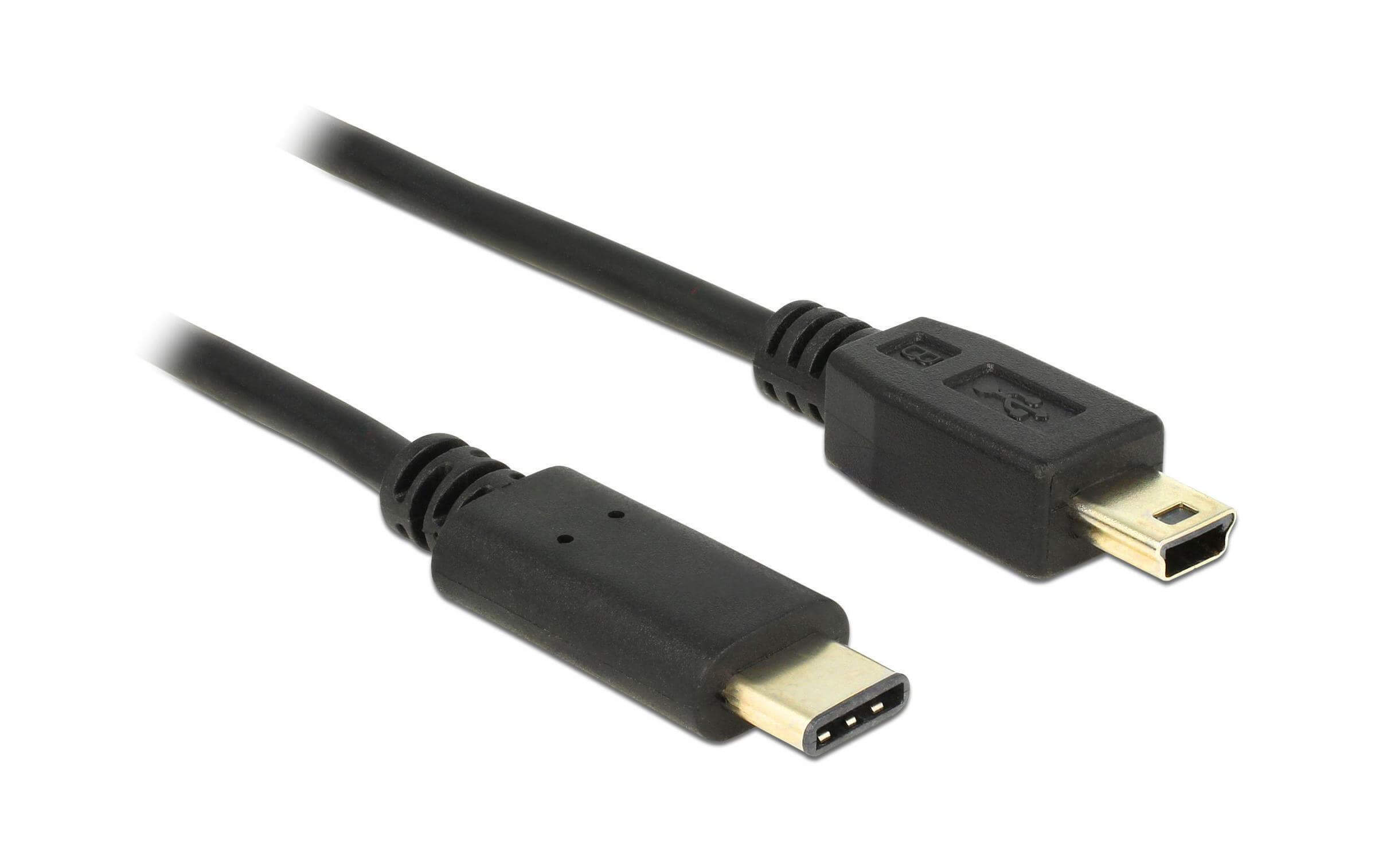 0.5m, USB2.0-C/USB2.0 Mini-B USB Kabel 0,5 m Mini-USB B USB C Schwarz