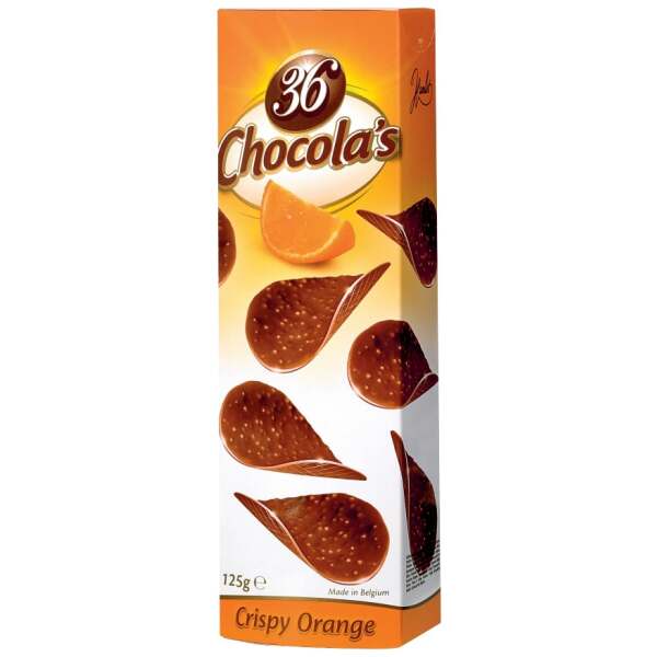 36 Chocola's Schokoblätter Crispy Orange 125g