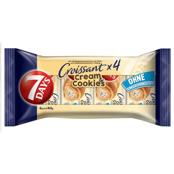 7 Days Croissant Vanille Cream & Cookies 4x60g