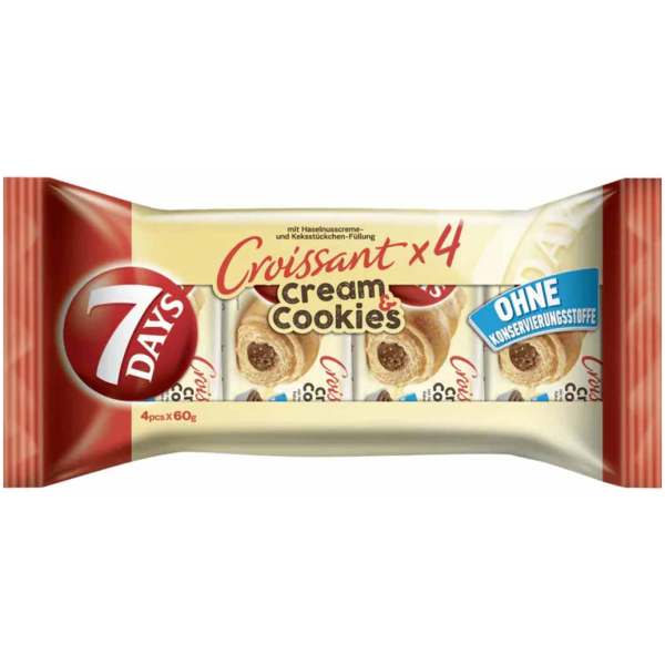 7 Days Croissant Hazelnut Cream & Cookies 4x60g