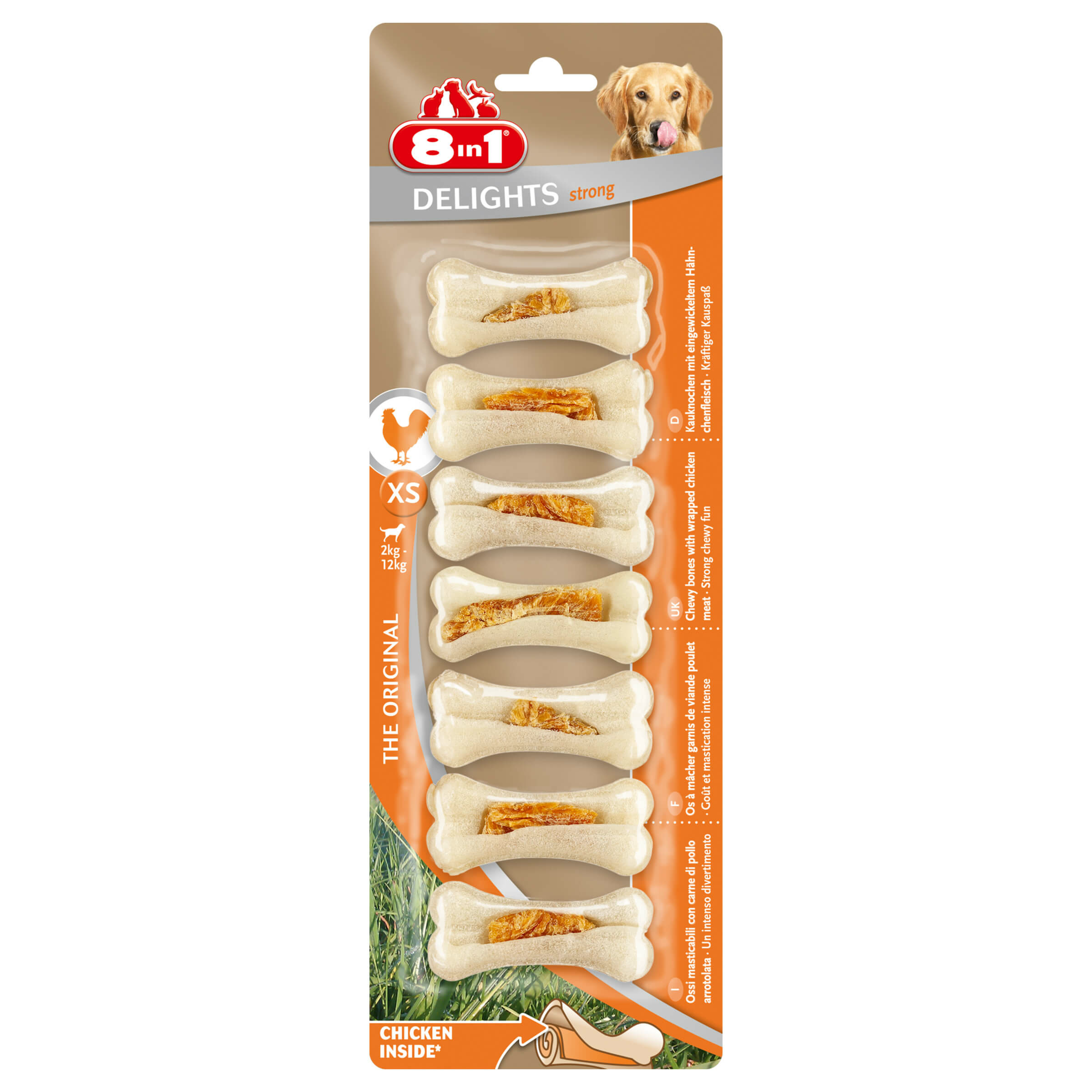 8in1 Delights Kauknochen Huhn - XS Strong, 140 g