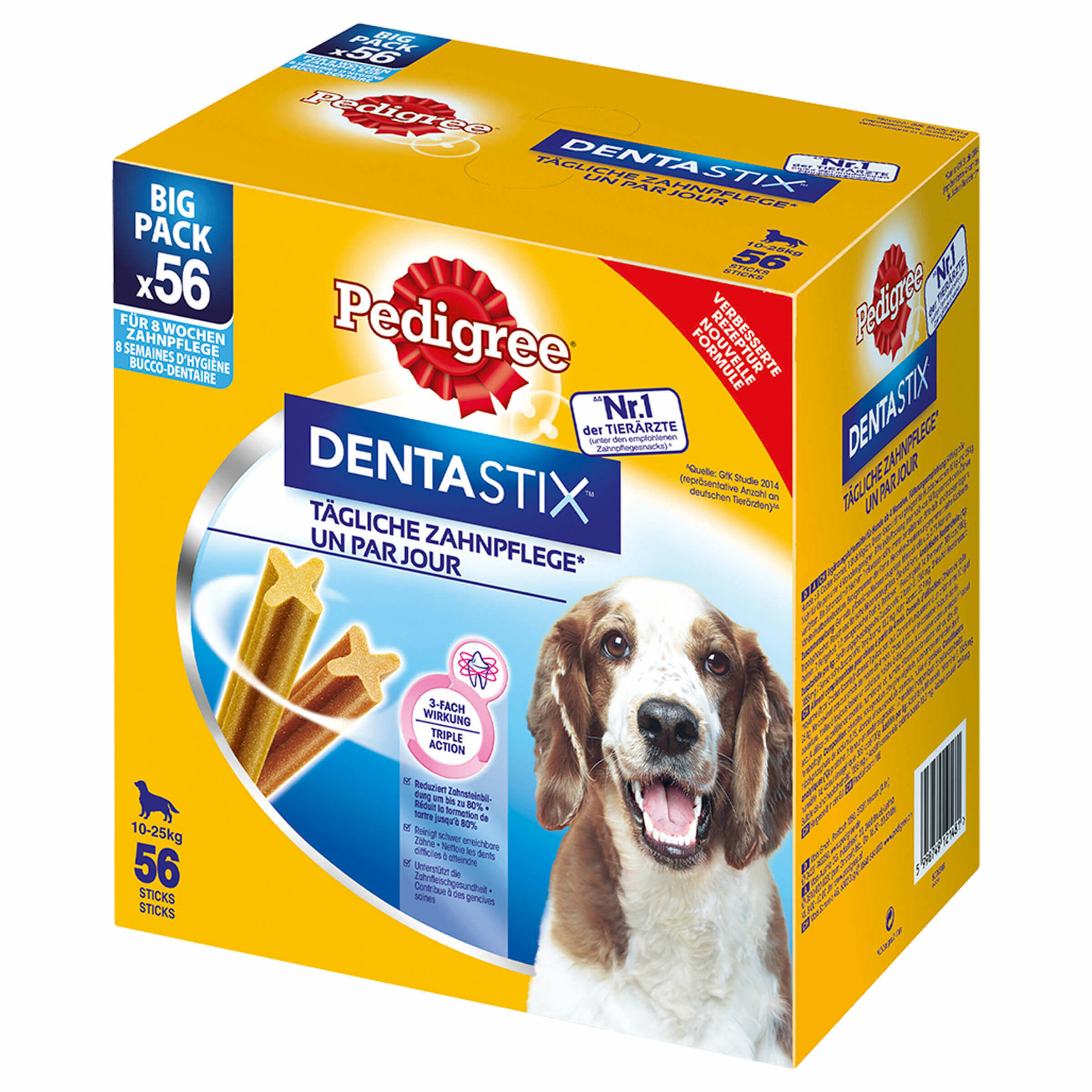 100 + 12 gratis! 112 x Pedigree Dentastix / Dentastix Fresh Hundesnacks - Dentastix x 56 + Dentastix Fresh x 56 - für mittelgrosse Hunde (10-25 kg)