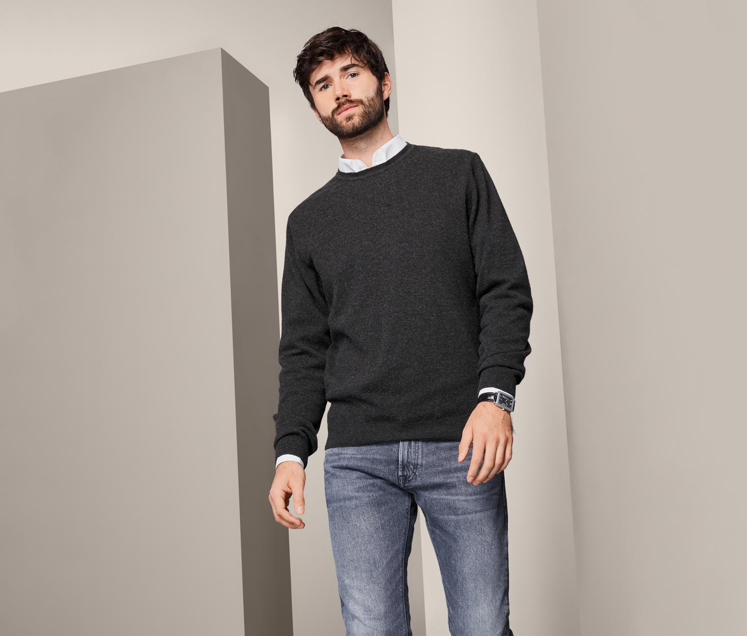 Cashmere-Pullover mit Rundhalsausschnitt