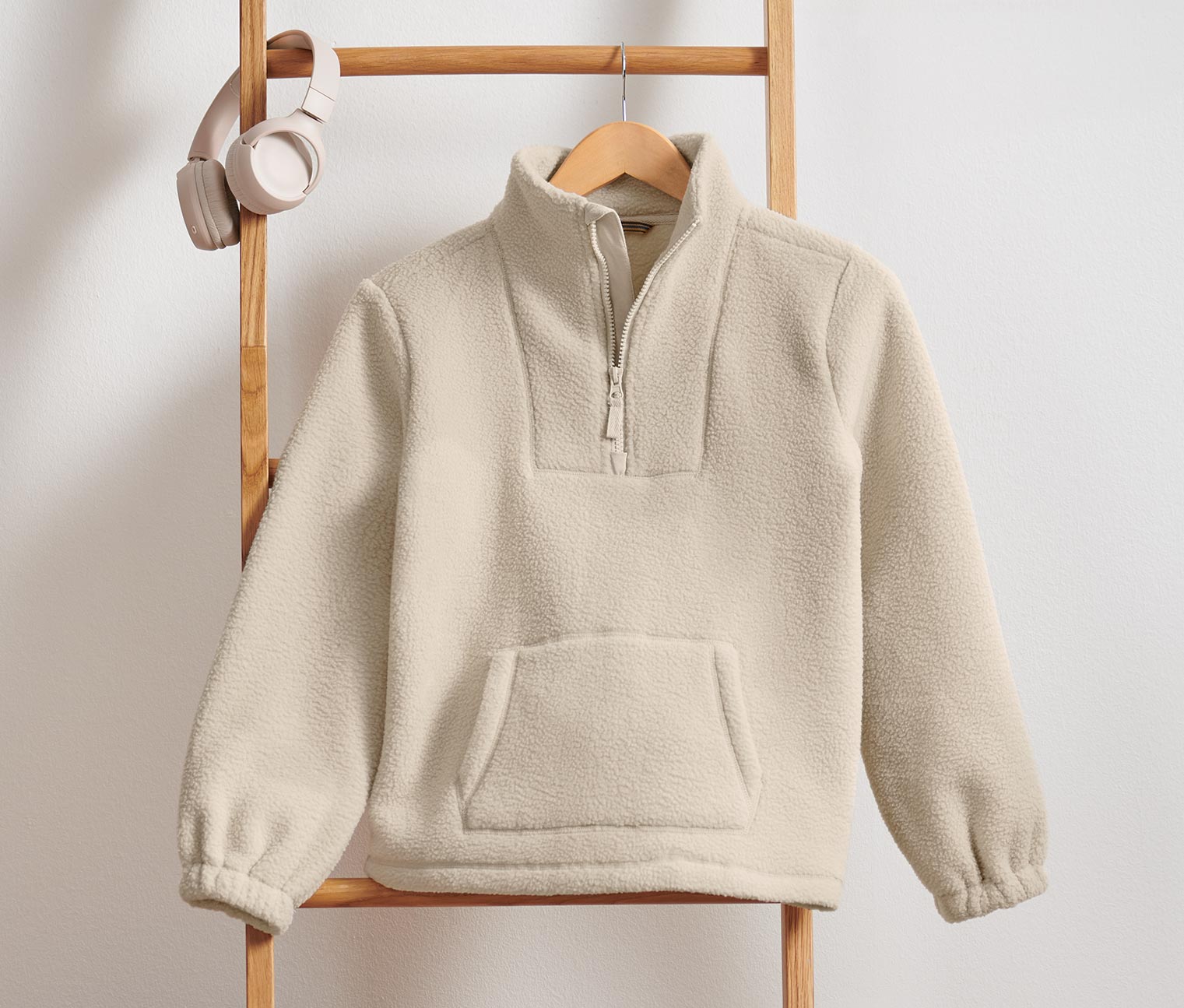 Kuschelfleece-Sweatshirt, weiss