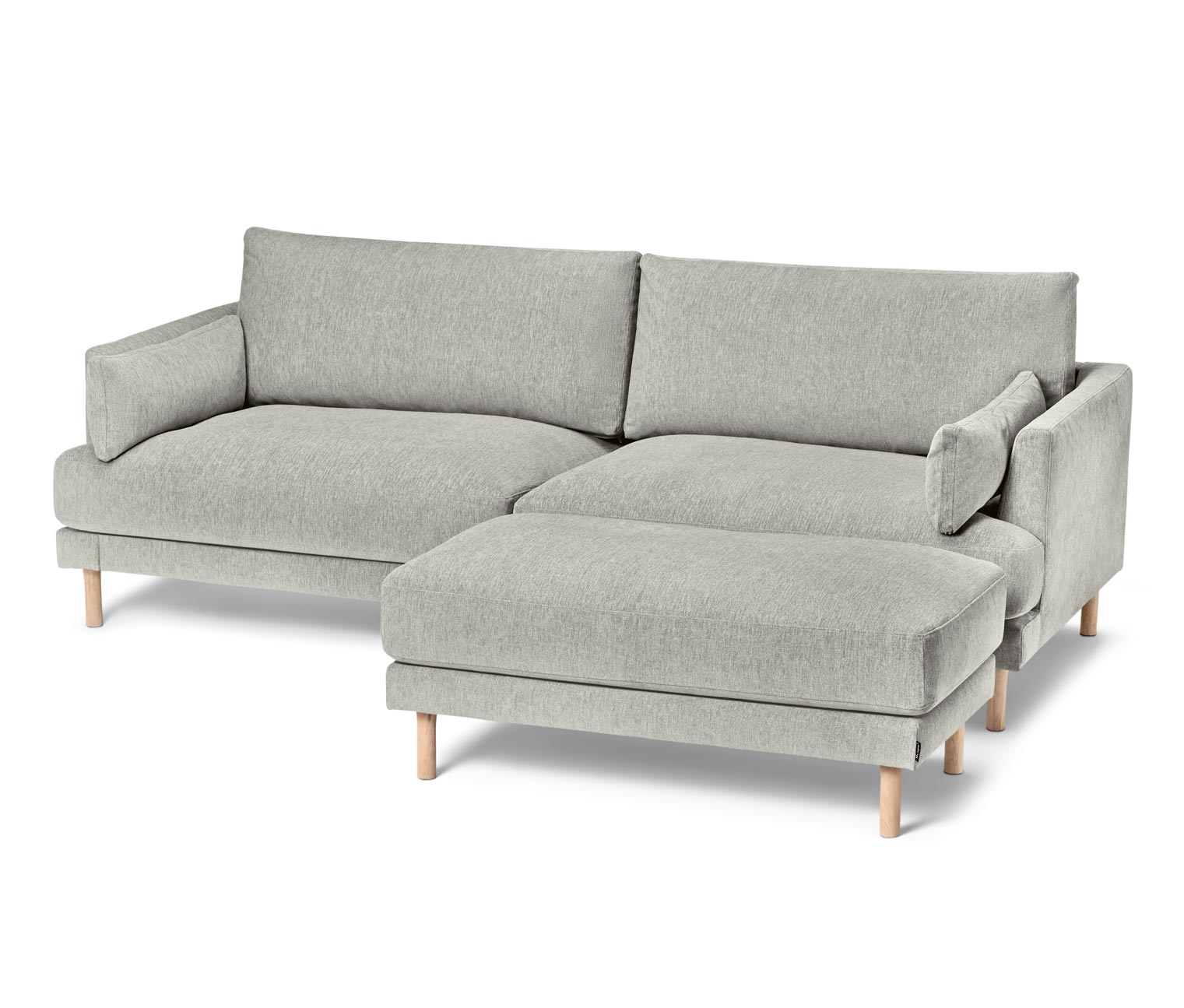 3-Sitzer-Sofa mit Hocker, hellgrau