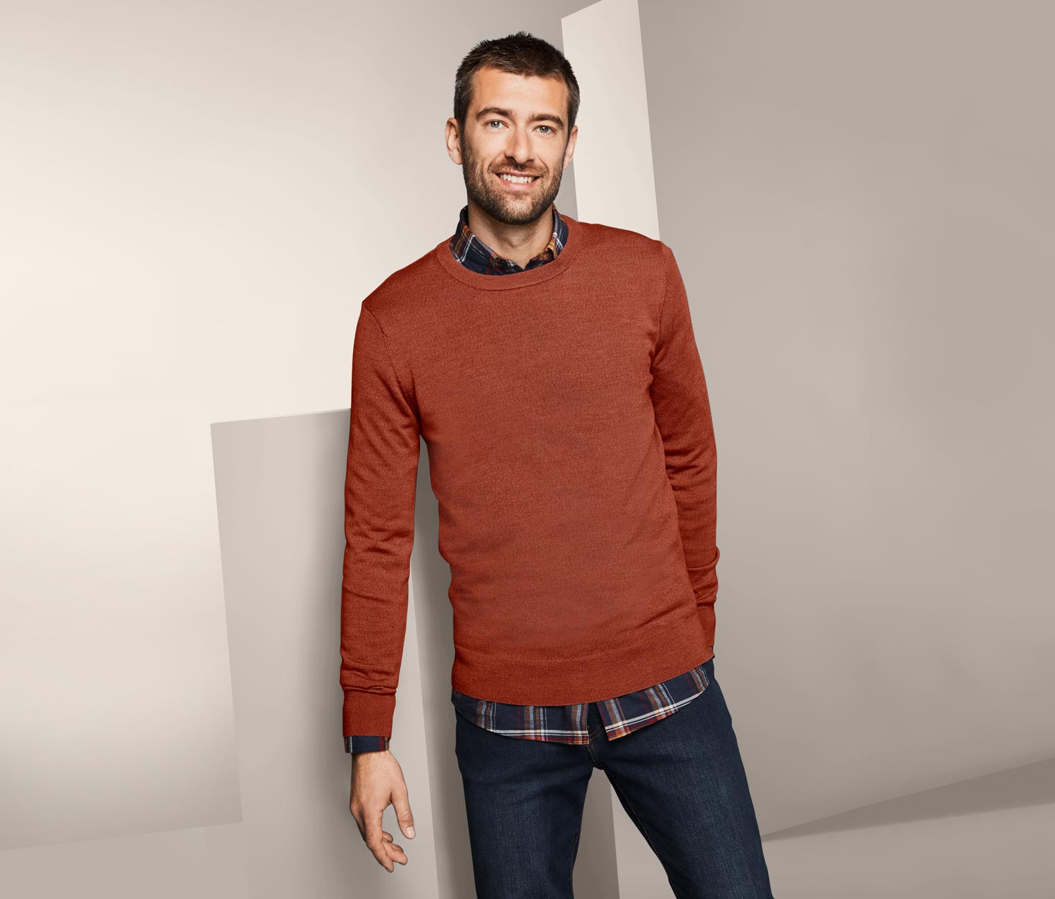 Merino-Pullover, rostrot