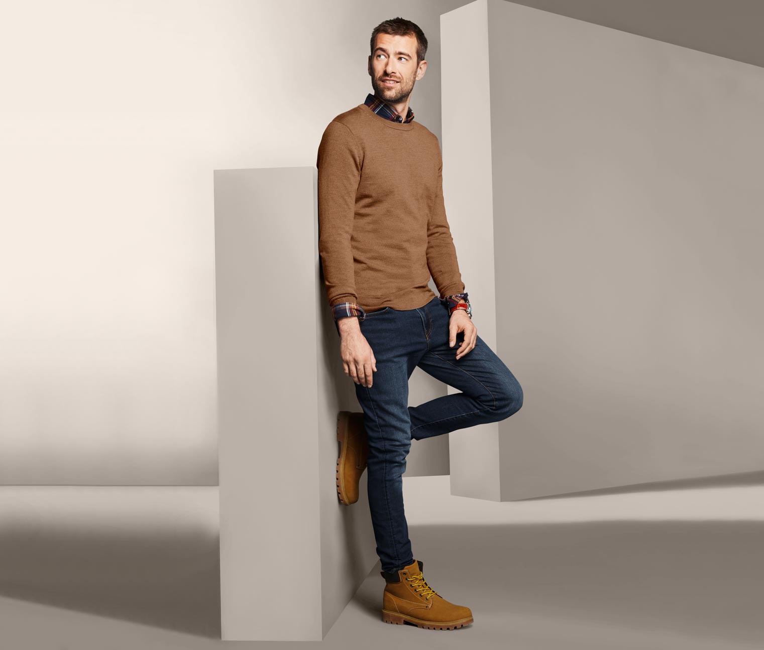 Merino-Pullover, beige