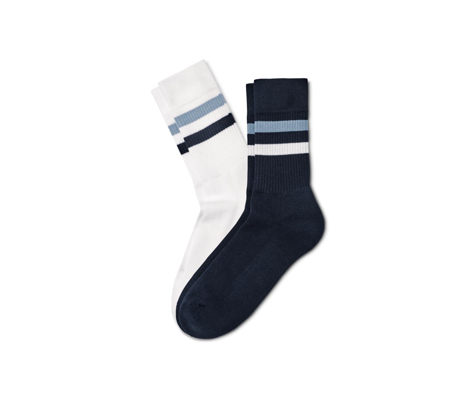 2 Paar Rippstrick-Socken, blau und weiss