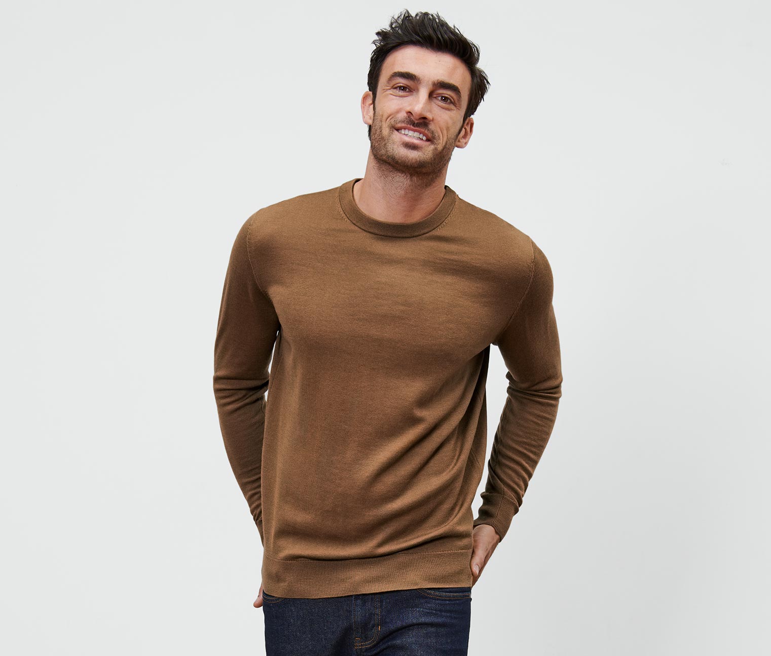 Merino-Pullover, cognac