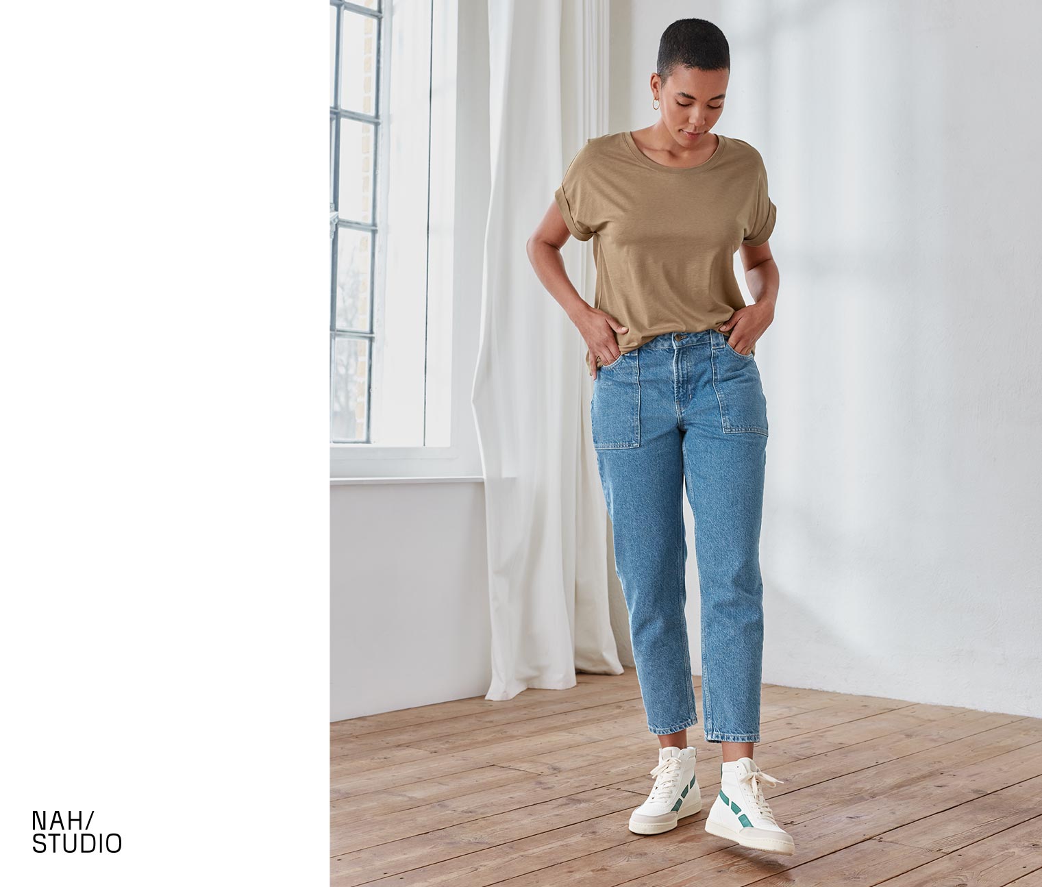 NAH/STUDIO Mom-Jeans | recycelte Baumwolle, Mid Blue