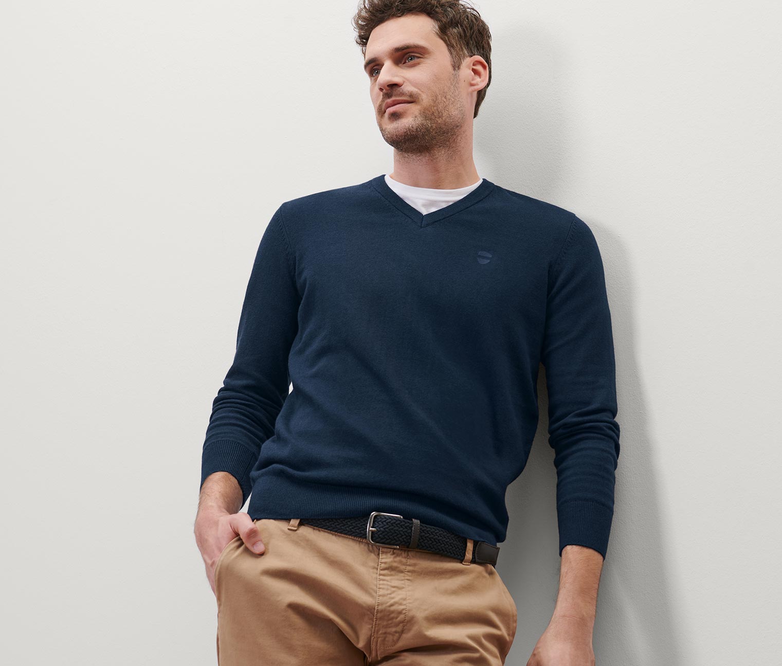 Pullover mit V-Ausschnitt, navy