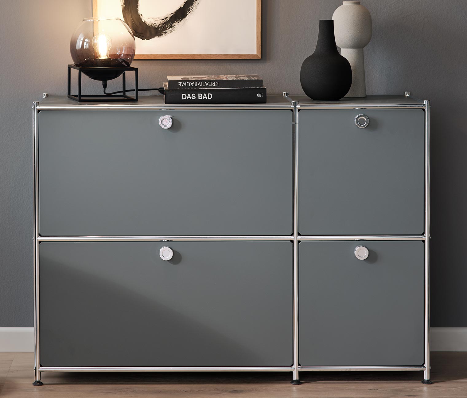 Sideboard »CN3« mit 4 Klappen, grau