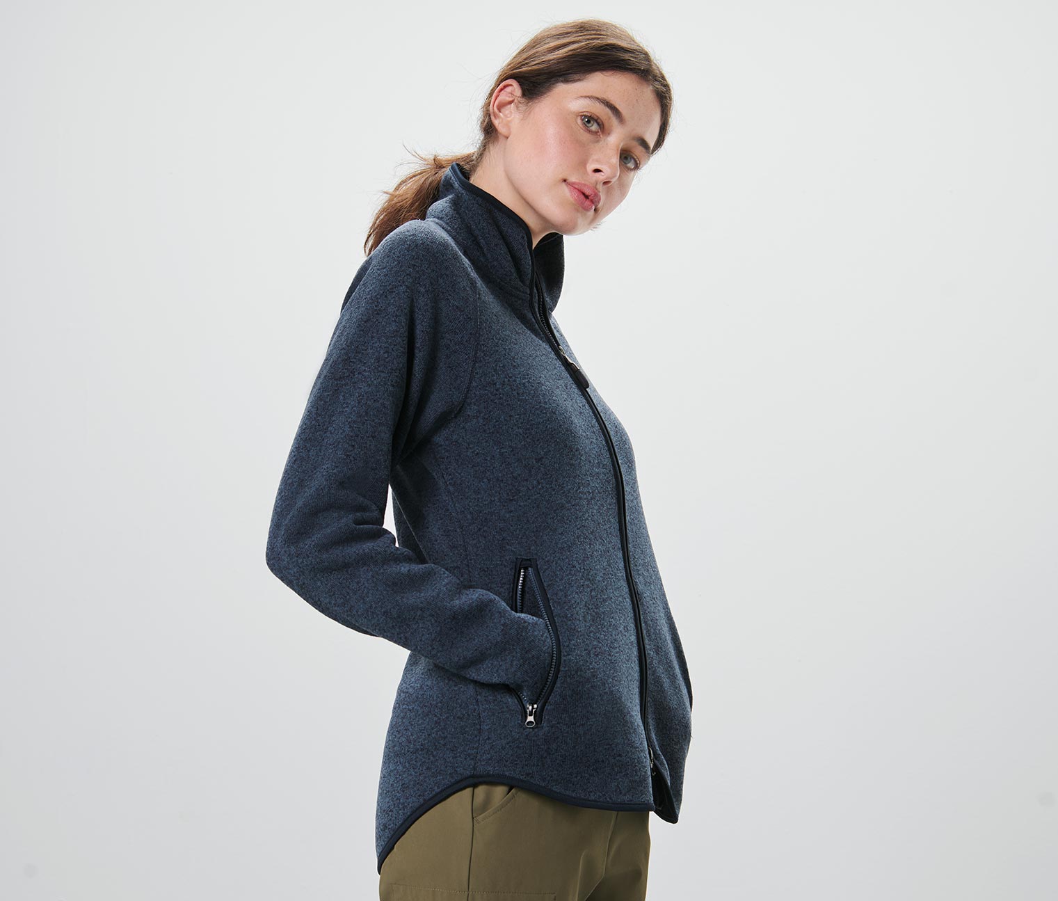 Strickfleece-Jacke, navy