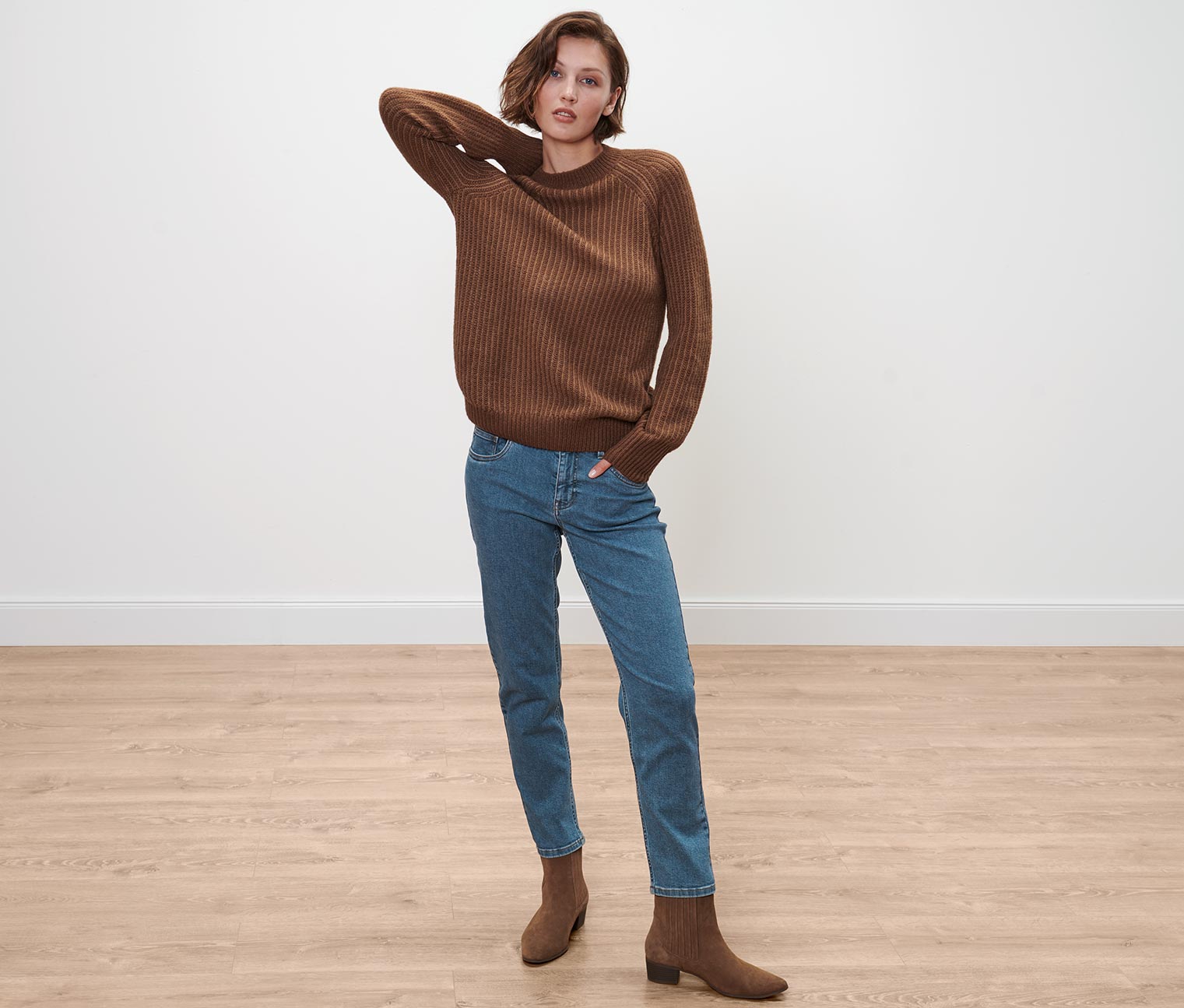 Strickpullover, cognac