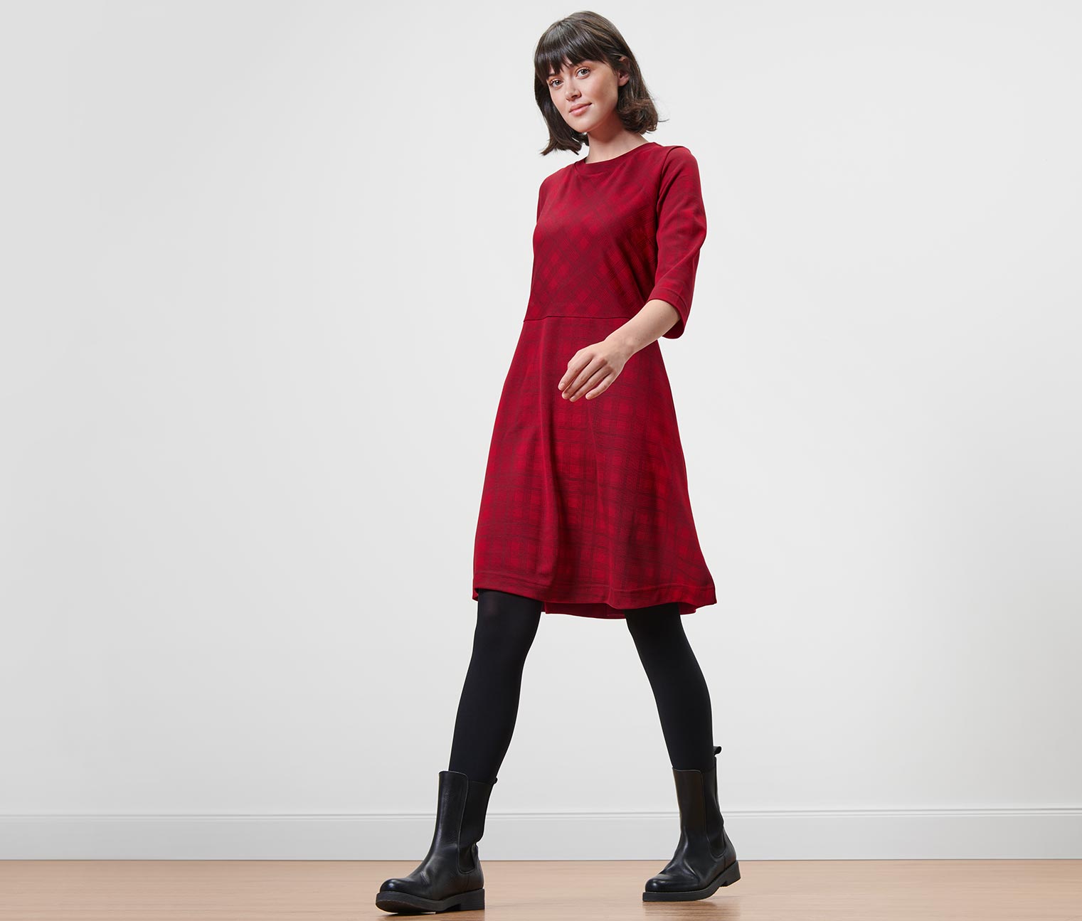 Kariertes Jacquard-Kleid