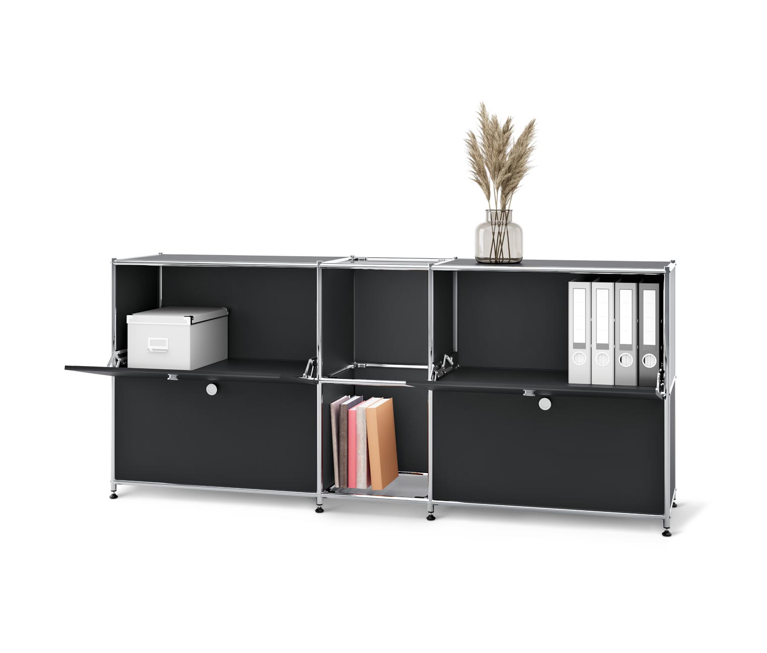 Sideboard Metall »CN3« mit 4 Klappenfächern, schwarz