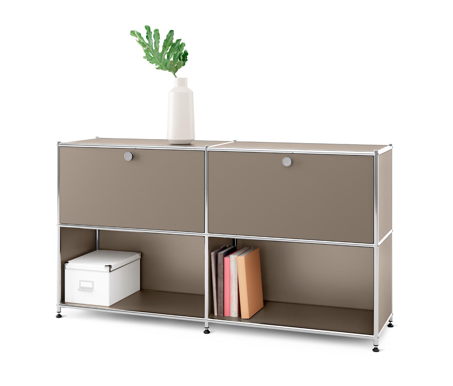 Sideboard Metall »CN3« mit versetzbaren Klappenfächern, taupe