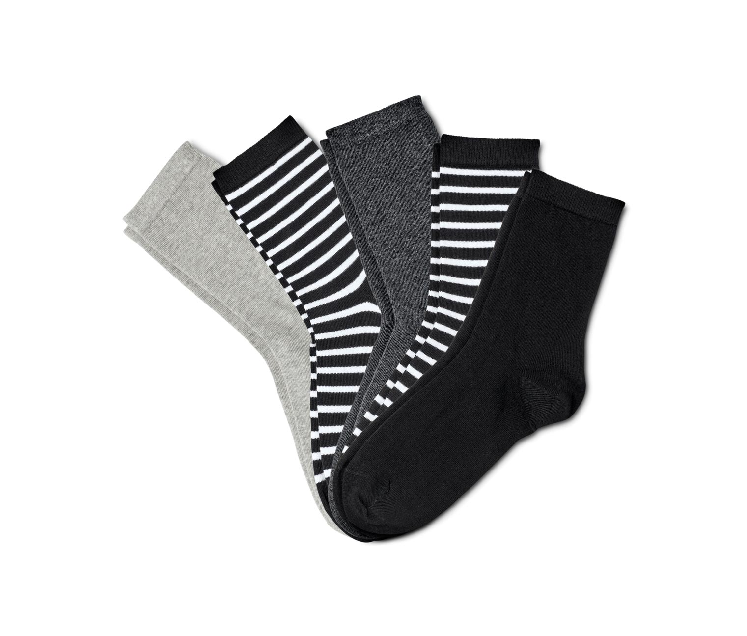 5 Paar Socken, grau-schwarz-weiss