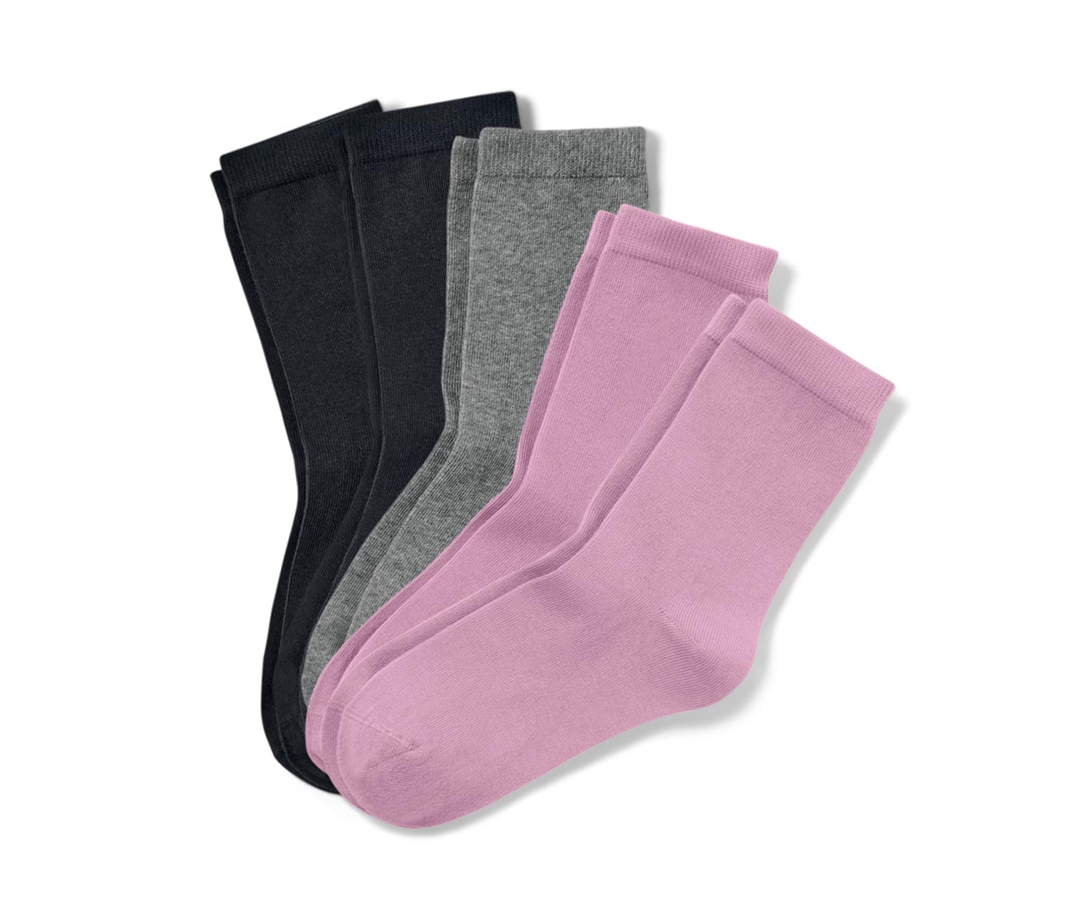 5 Paar Kinder-Socken, pastellviolett-schwarz