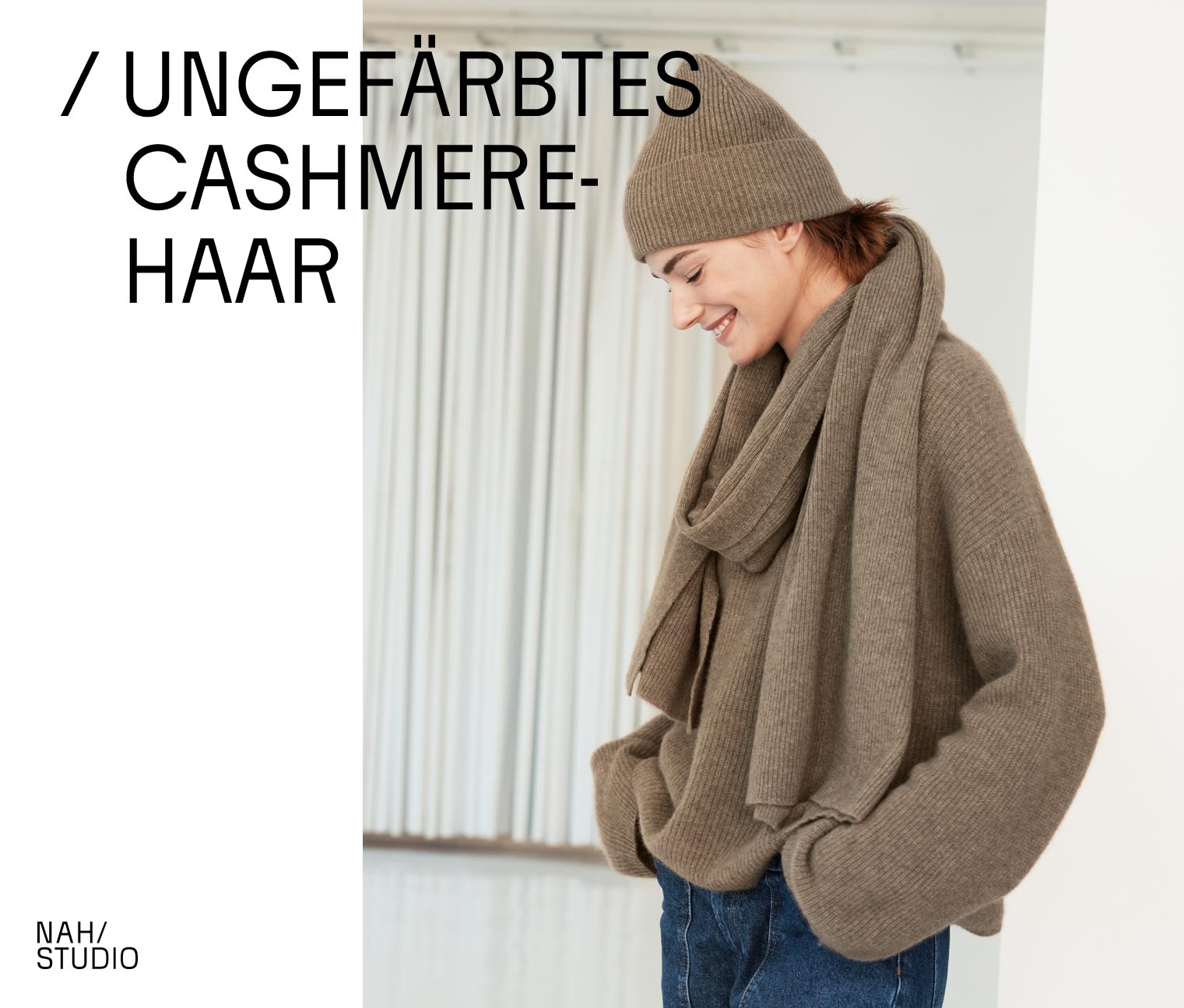 NAH/STUDIO Cashmere-Schal | ungefärbtes Ziegenhaar, Undyed Brown