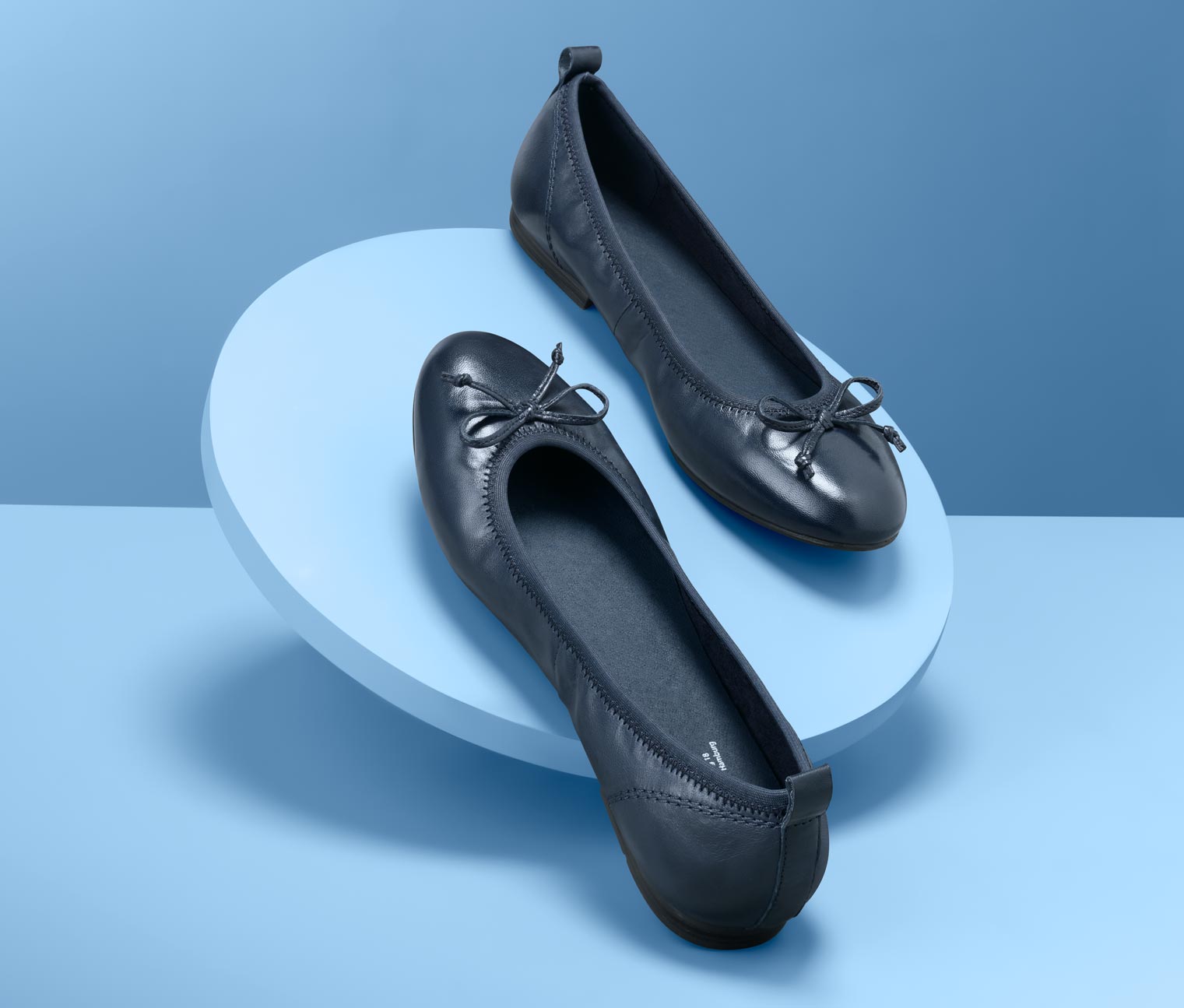 Leder-Ballerinas, dunkelblau