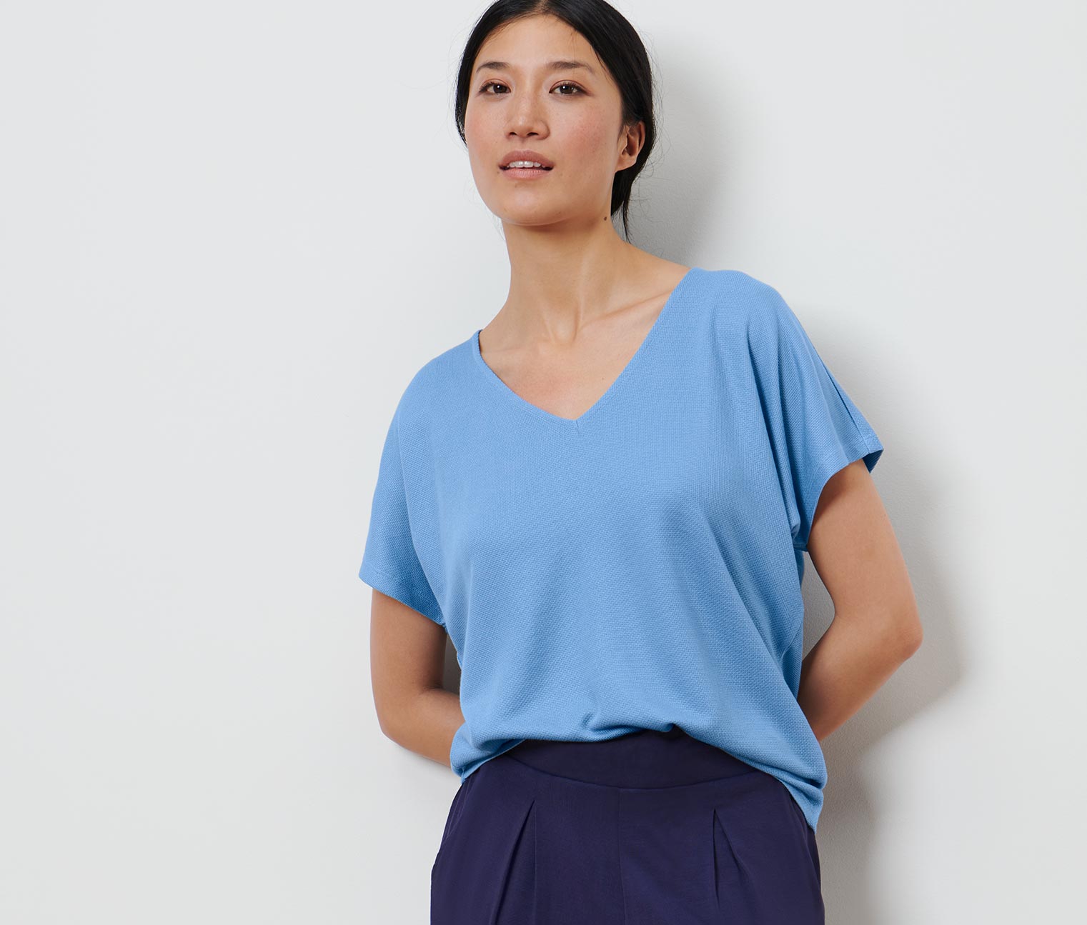 Strukturiertes Shirt, hellblau