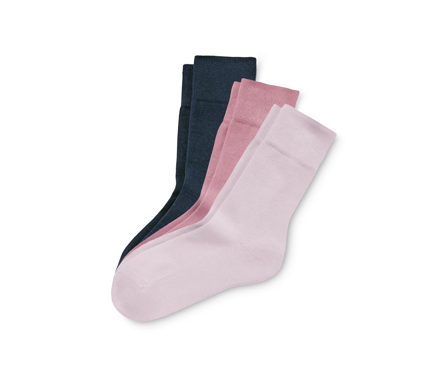 3 Paar Socken, rosa und blau