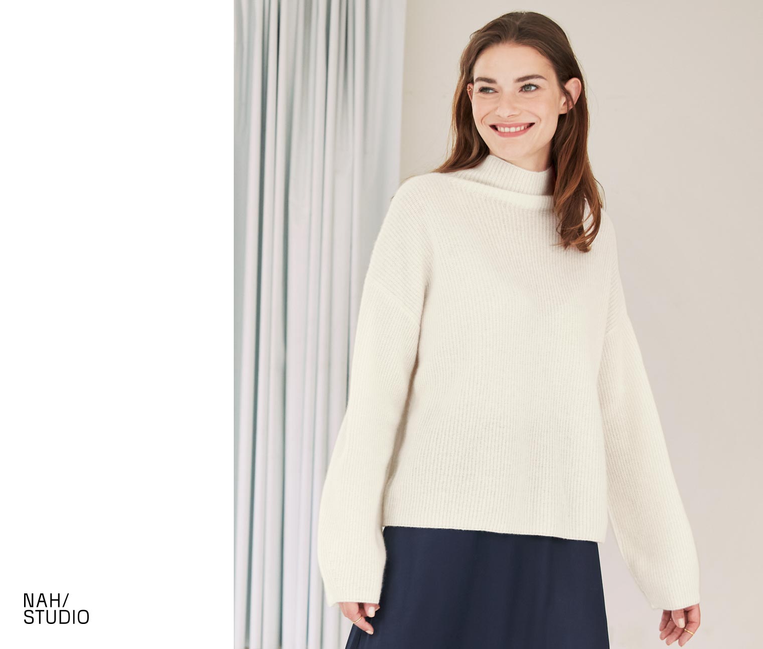 NAH/STUDIO Cashmere-Pullover | ungefärbtes Ziegenhaar, Undyed Creme