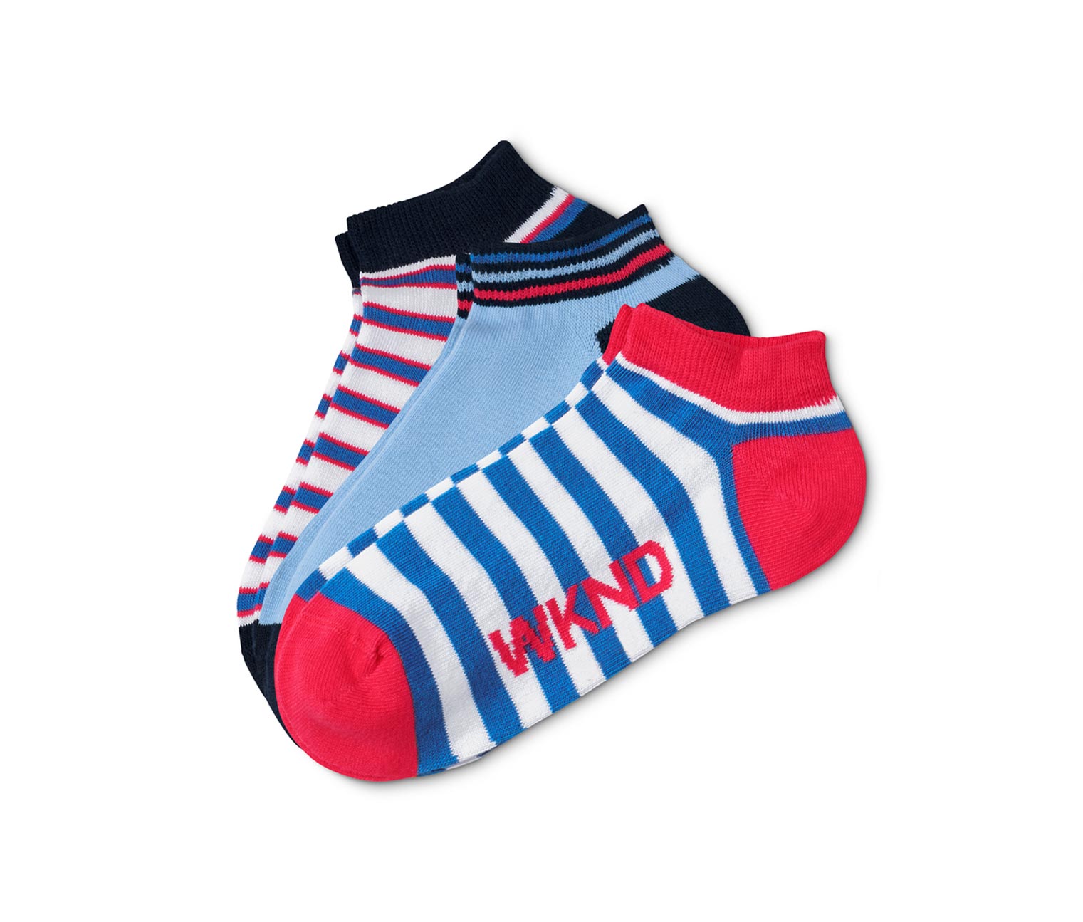 3 Paar Kinder-Sneakersocken, geringelt