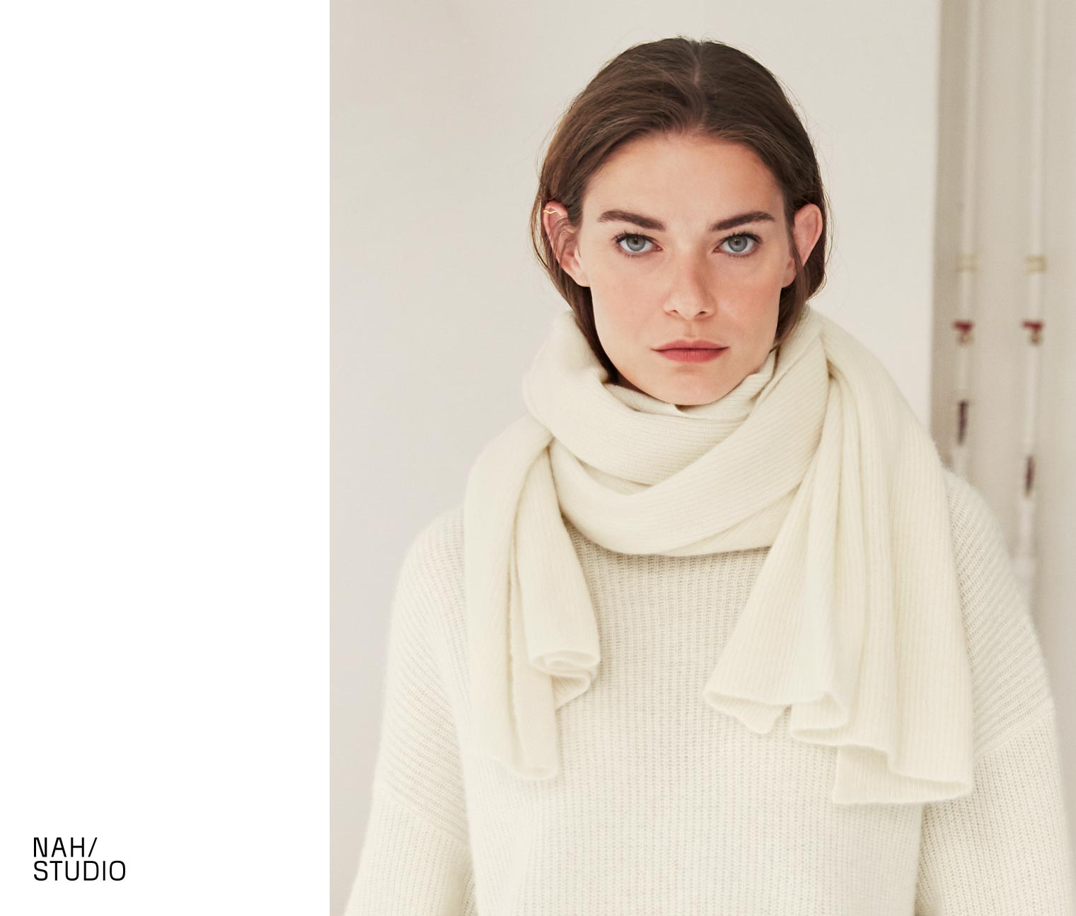 NAH/STUDIO Cashmere-Schal | ungefärbtes Ziegenhaar, Undyed Creme