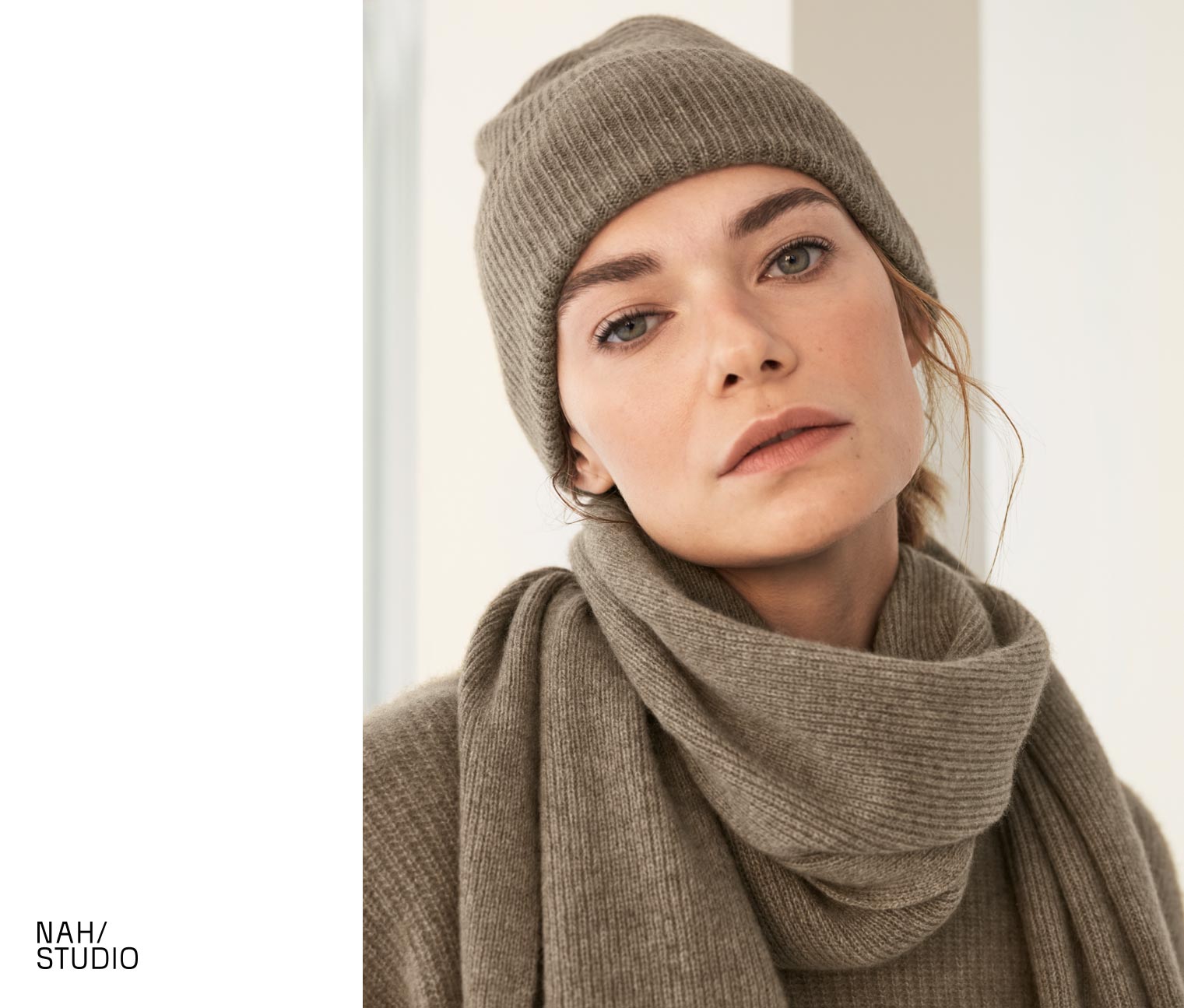 NAH/STUDIO Cashmere-Mütze | ungefärbtes Ziegenhaar, Undyed Brown