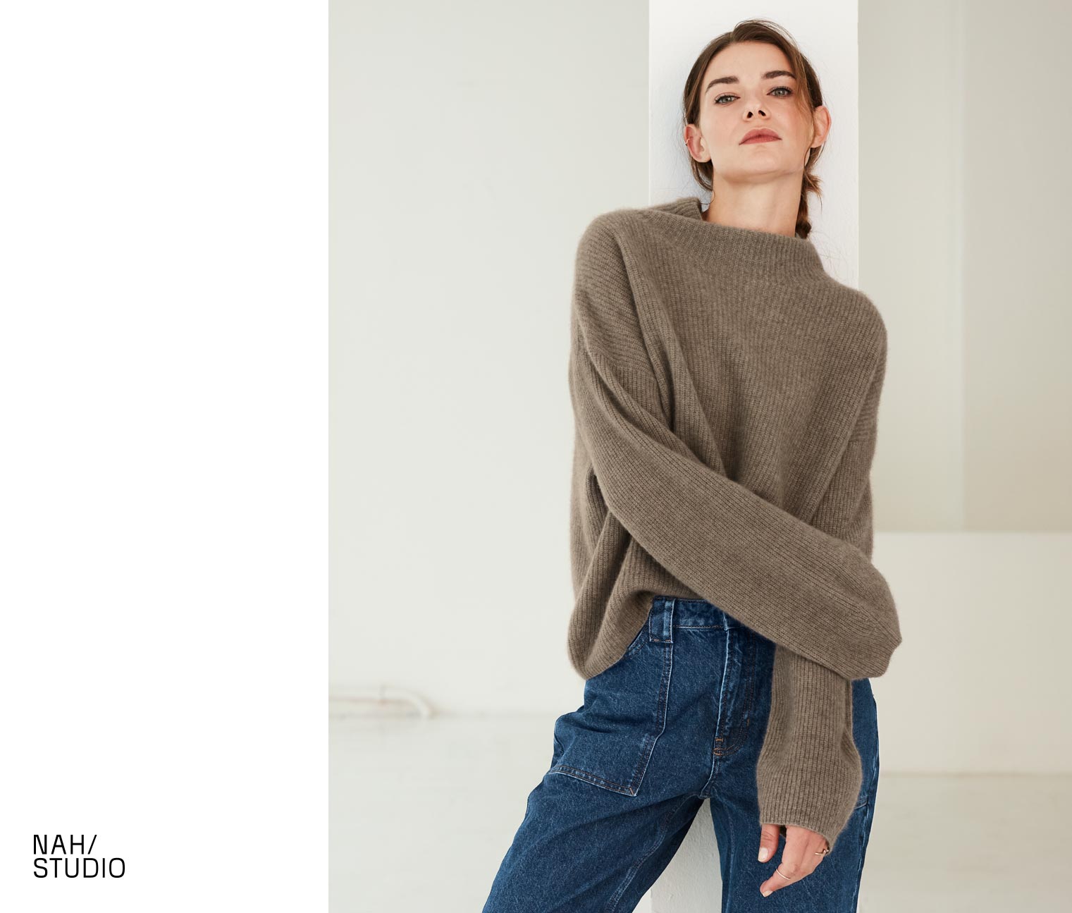 NAH/STUDIO Cashmere-Pullover | ungefärbtes Ziegenhaar, Undyed Brown