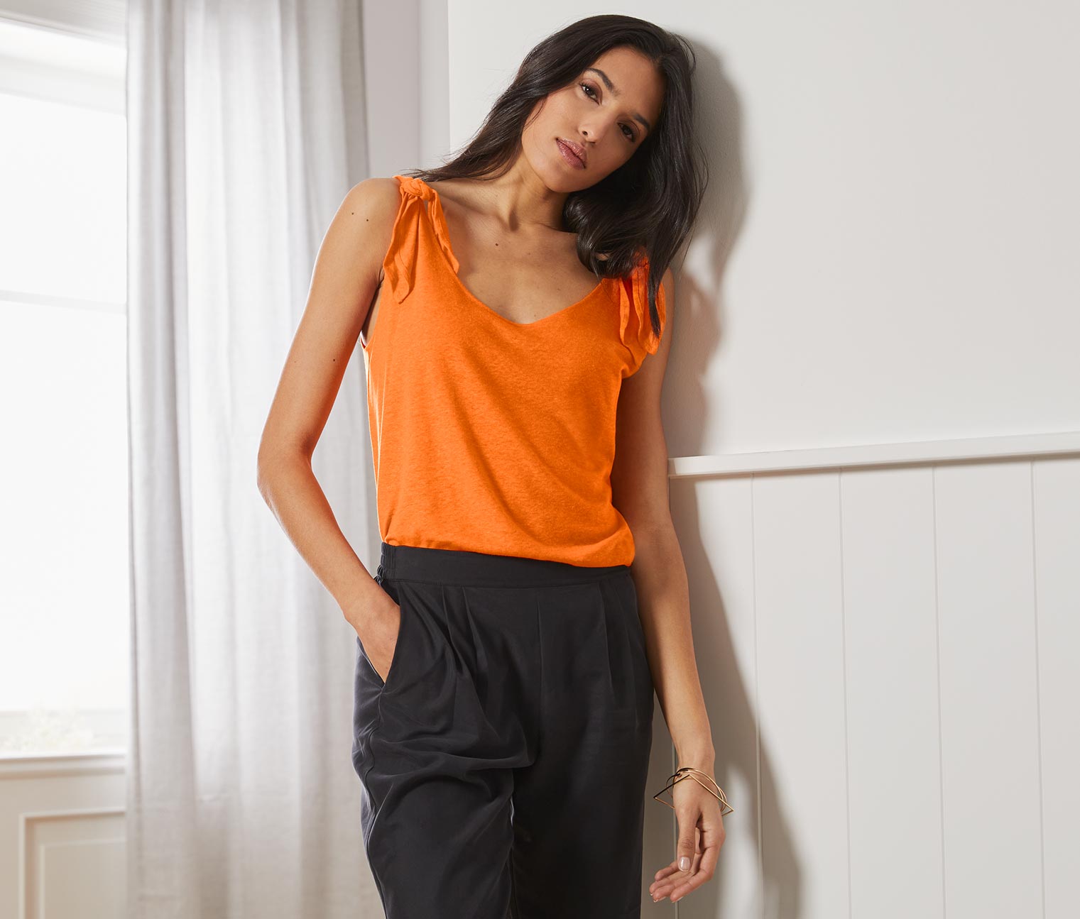 Top mit Knotendetail, orange