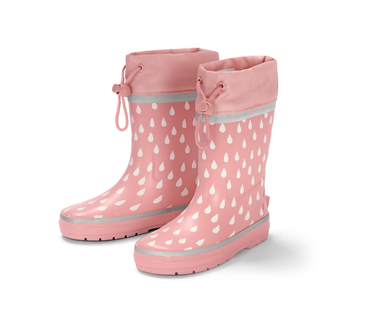 Kinder-Regenstiefel, rosa mit Tropfen-Print