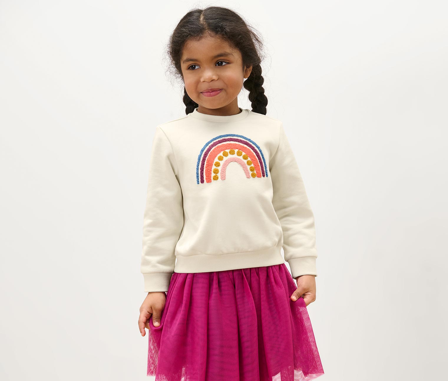 Kinder-Sweater mit Regenbogen-Applikation