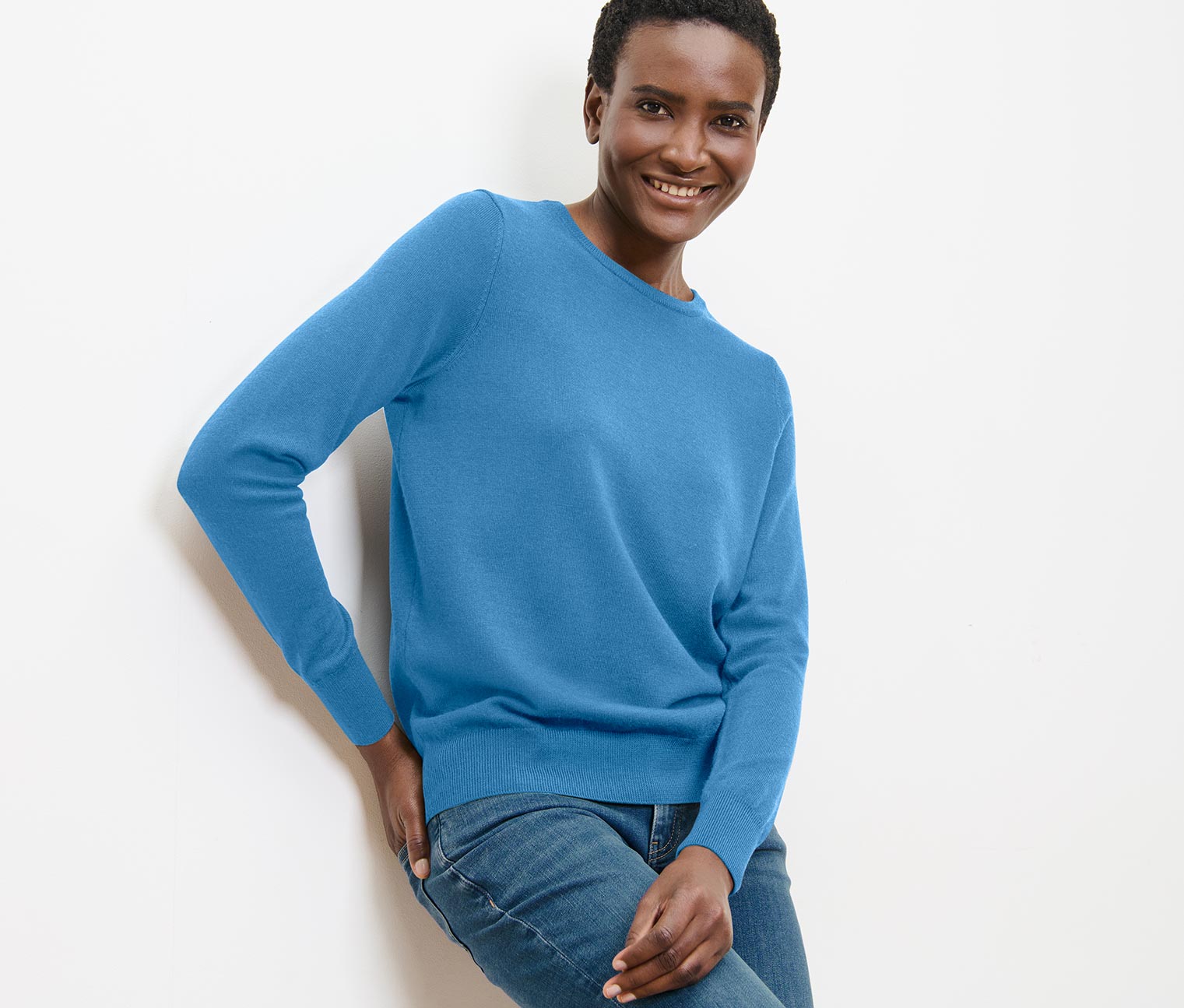 Merino-Feinstrickpullover, hellblau