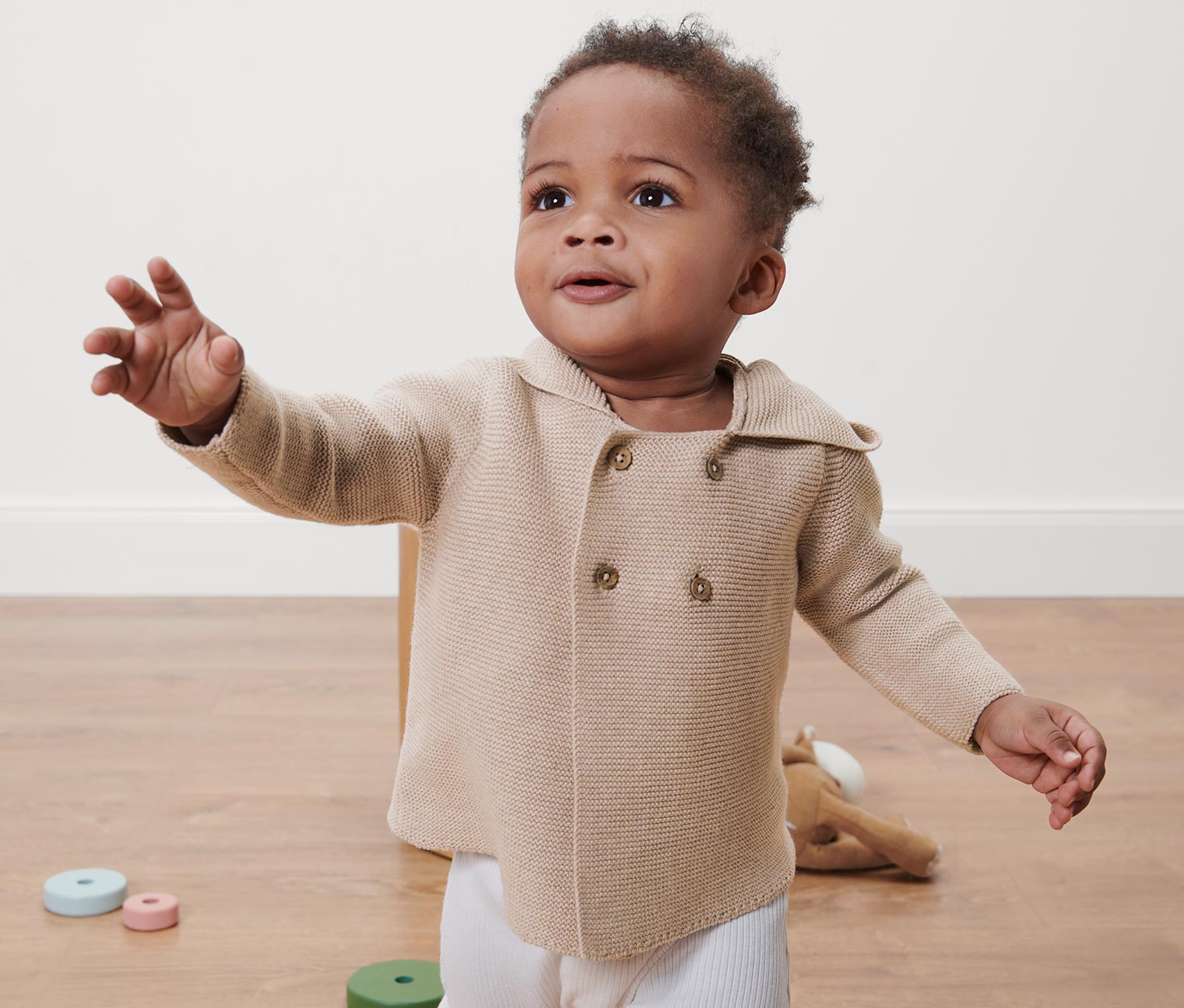 Baby-Strickjacke, beige meliert