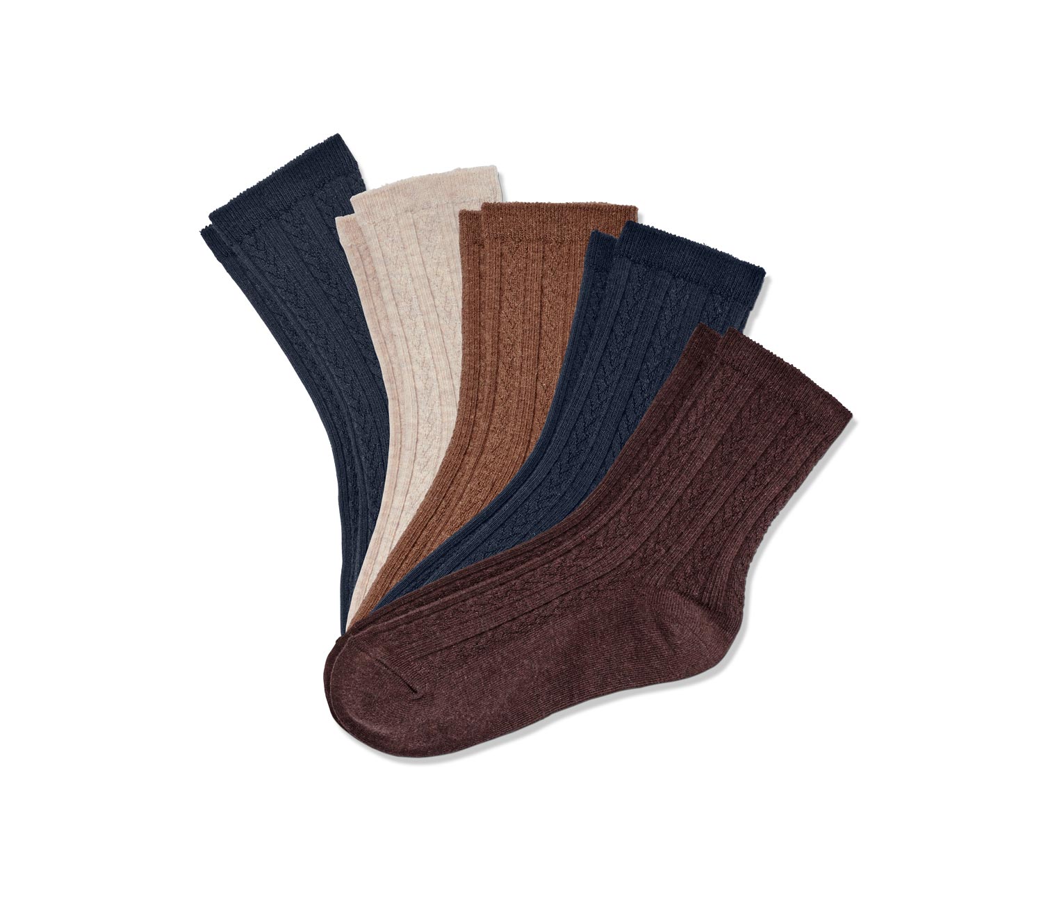 5 Paar Socken mit Zopfmuster