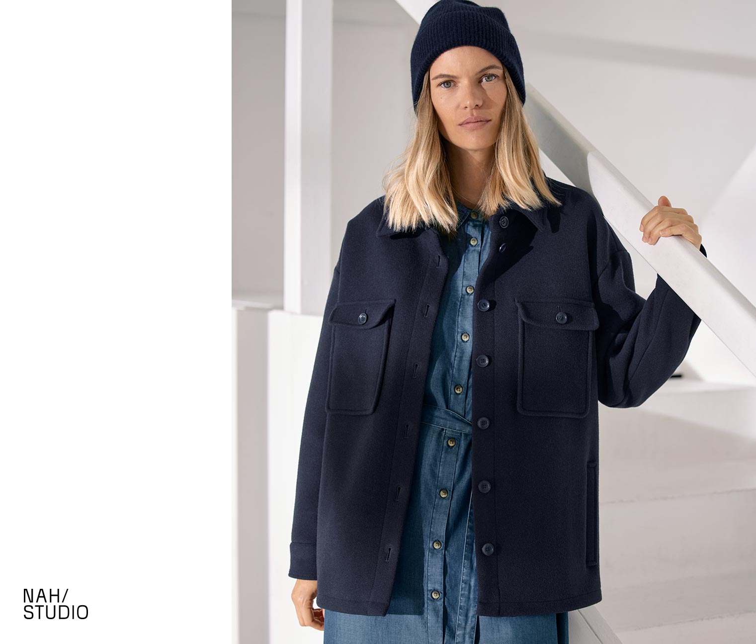 NAH/STUDIO Jacke | recycelte Wolle, navy