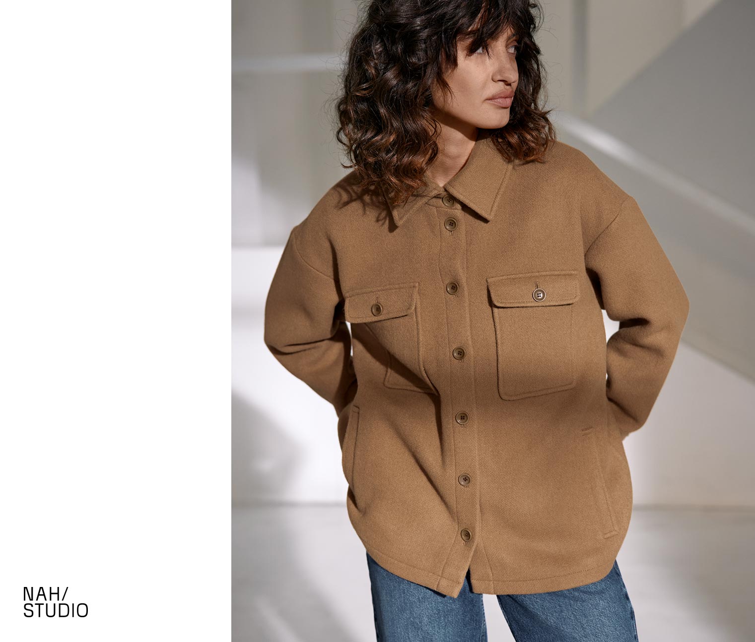 NAH/STUDIO Jacke | recycelte Wolle, camel