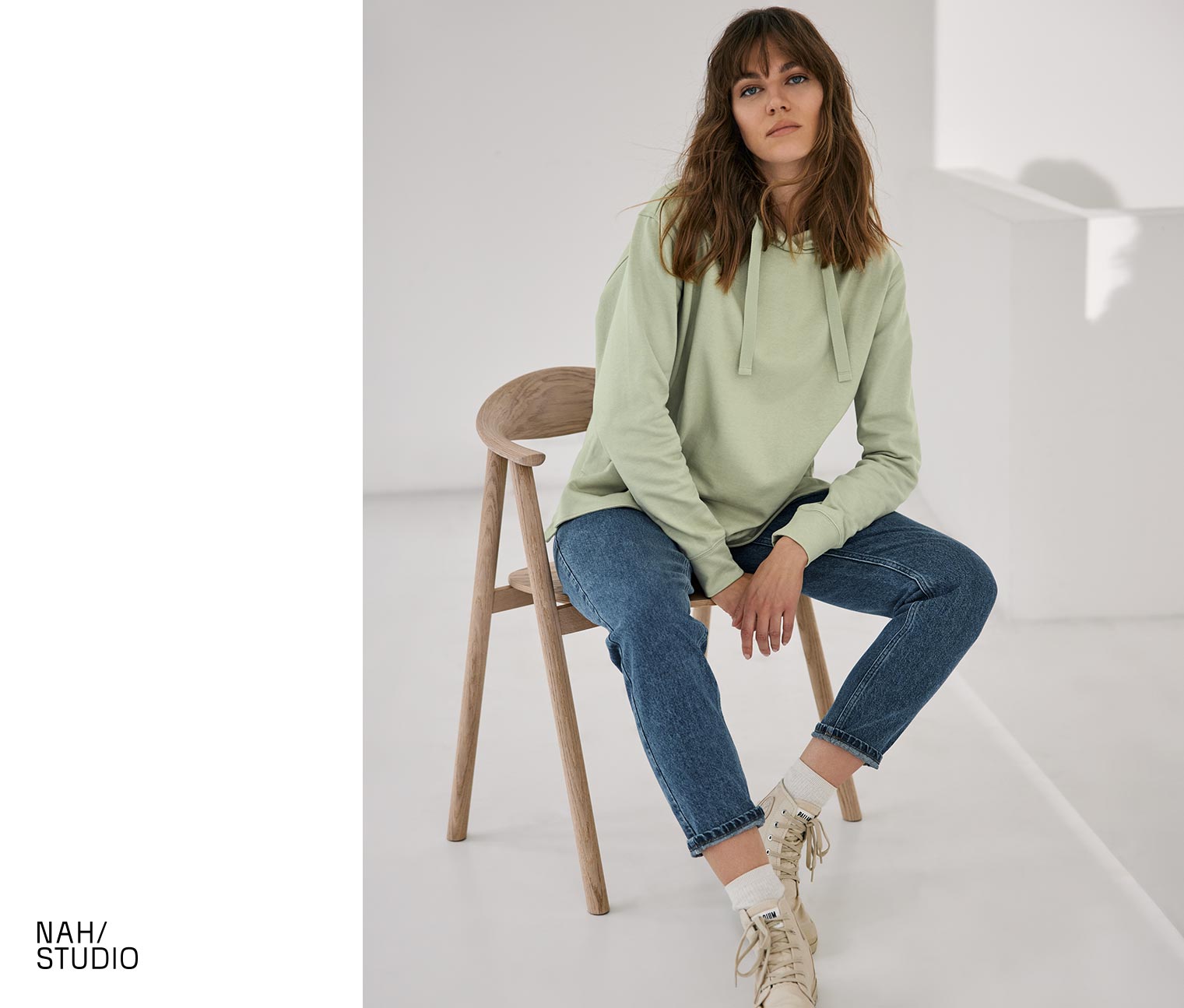 NAH/STUDIO Hoodie | Bio-Baumwolle, salbei