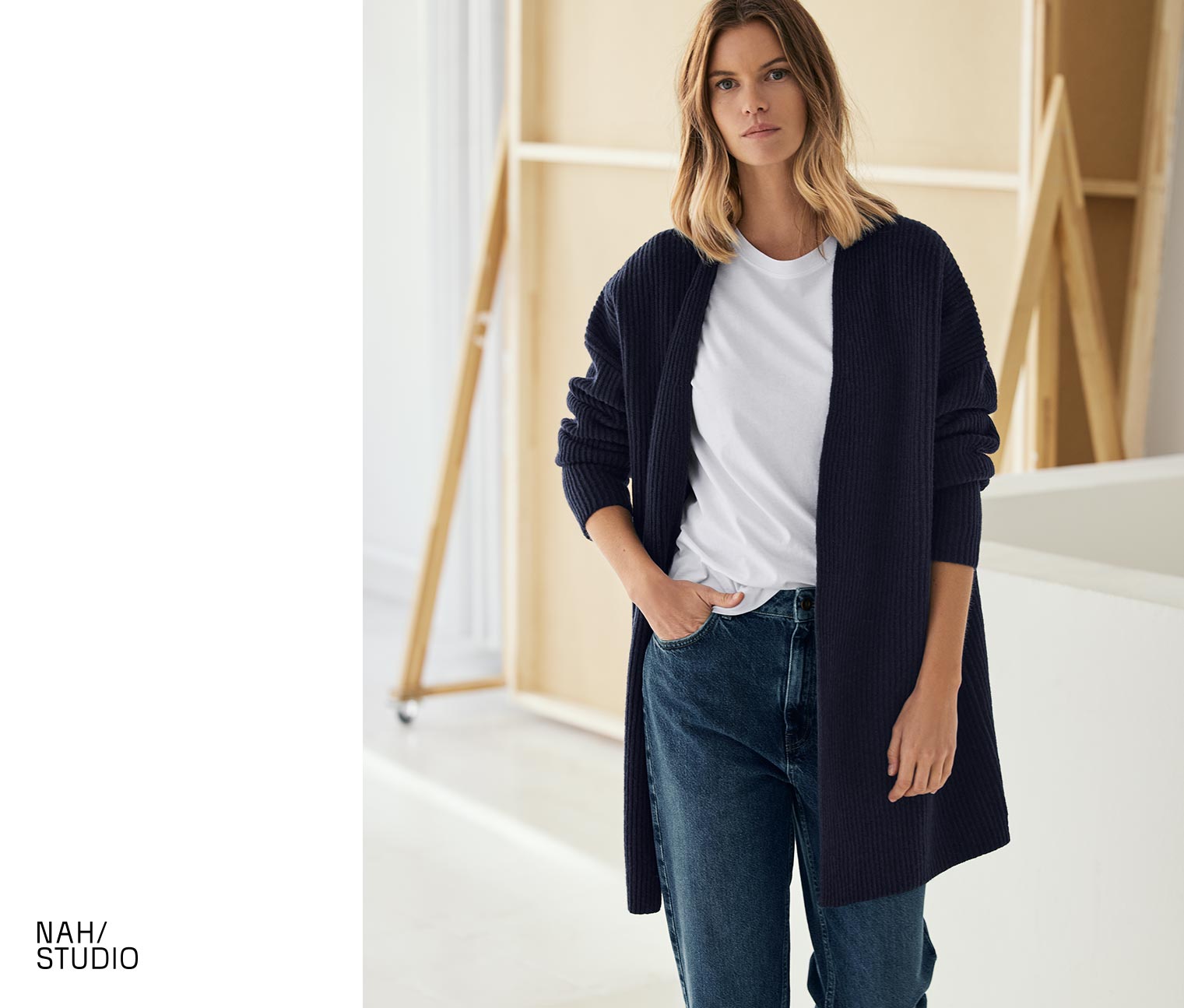 NAH/STUDIO Cardigan | nachhaltige Merinowolle, navy