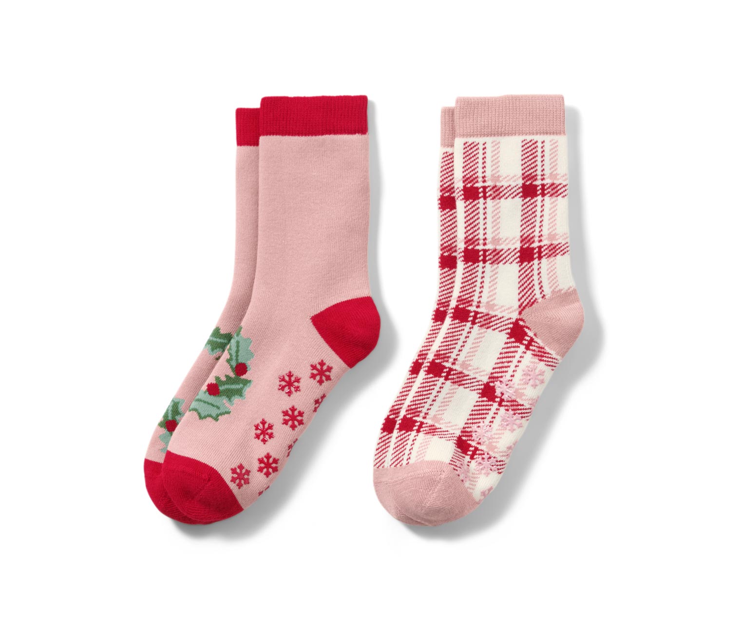 2 Paar Kleinkinder-Antirutsch-Socken mit Herz-Jacquard