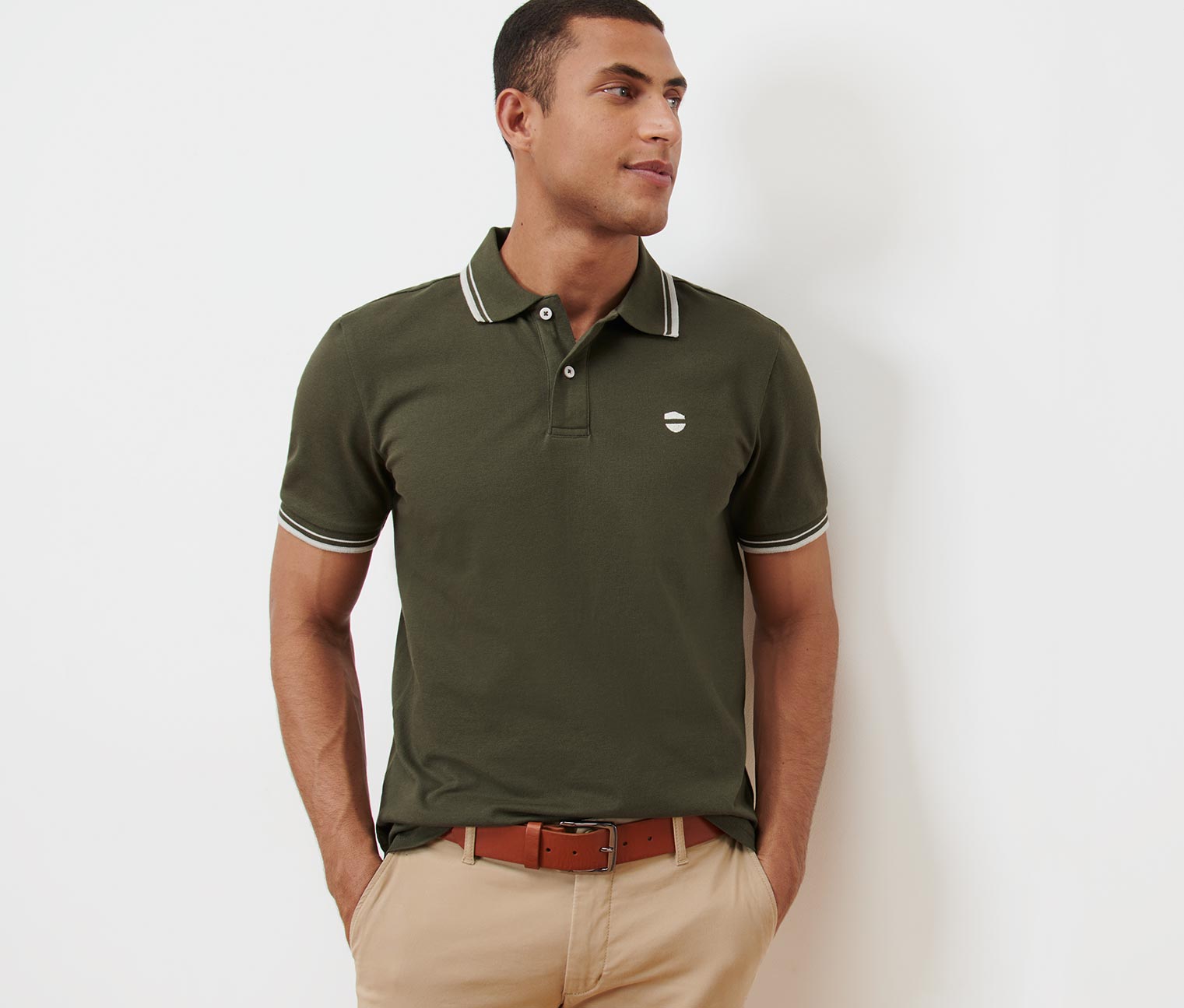 Piqué-Poloshirt, olivgrün