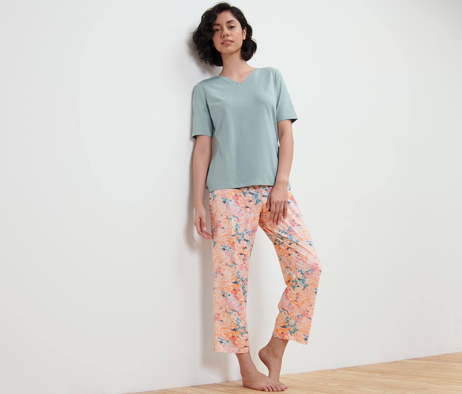 Pyjama, Hose mit Blumen-Alloverprint