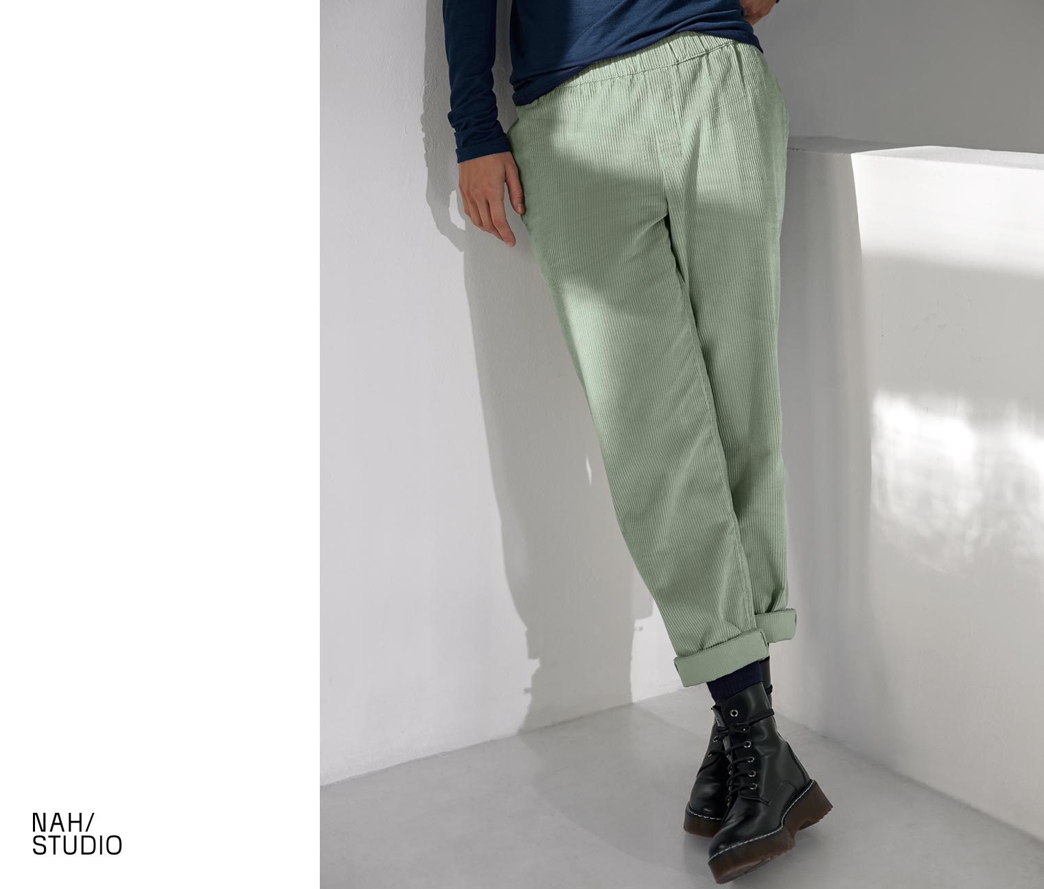 NAH/STUDIO Cordhose | Bio-Baumwolle, salbei