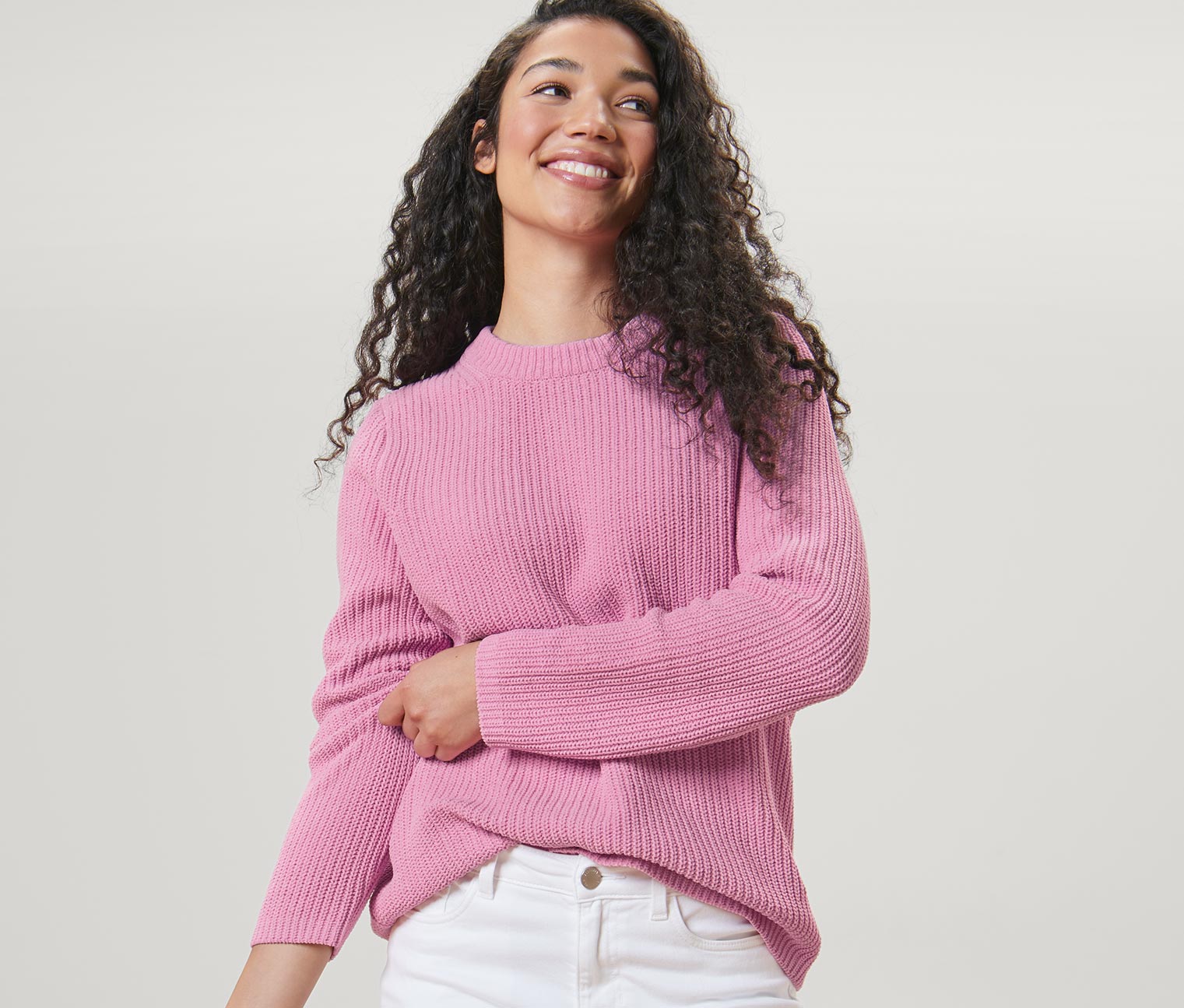 Grobstrickpullover, rosa