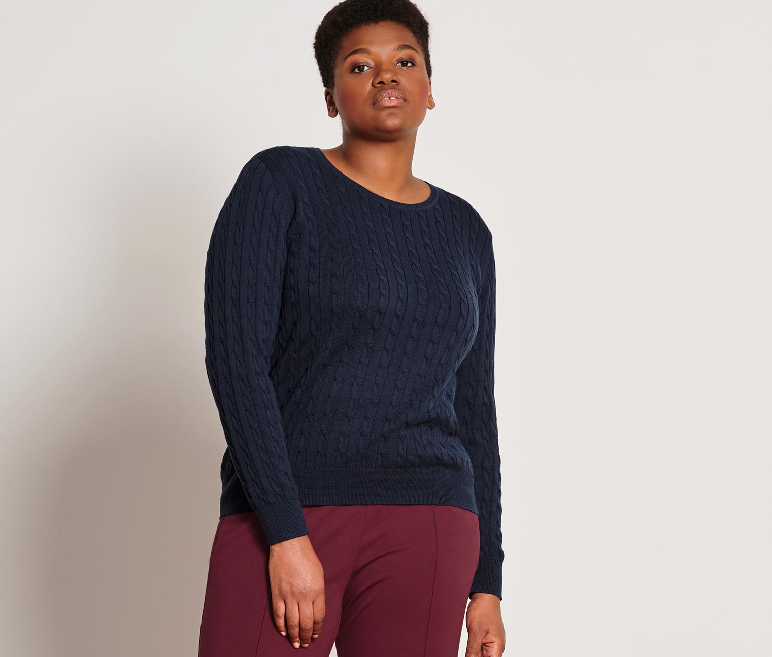 Zopfstrickpullover, dunkelblau