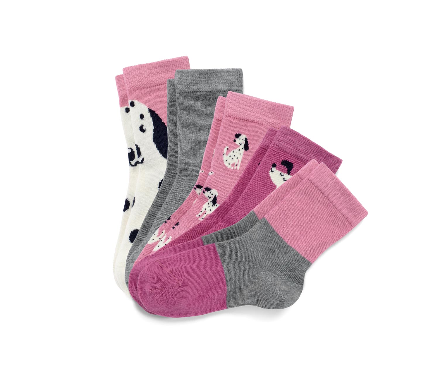 5 Paar Kinder-Socken, grau/rosa