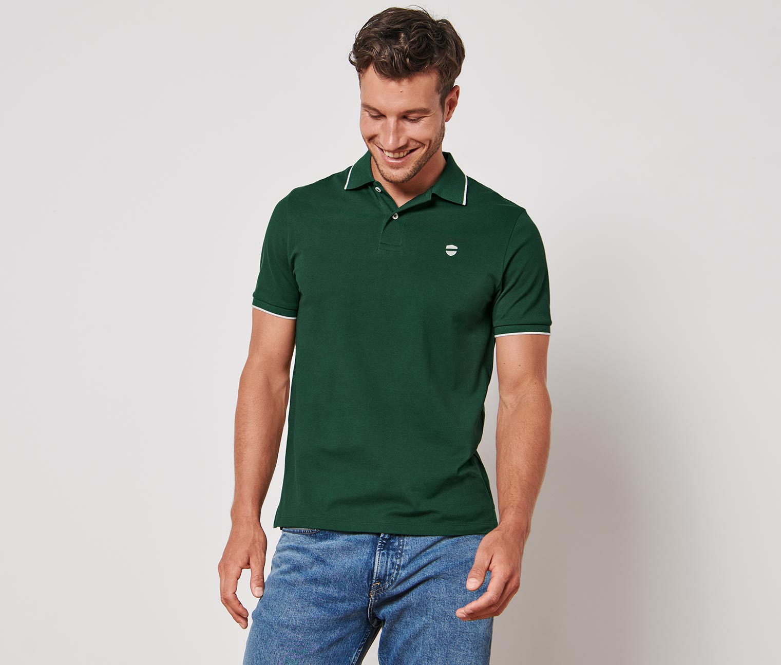 Piqué-Poloshirt, dunkelgrün